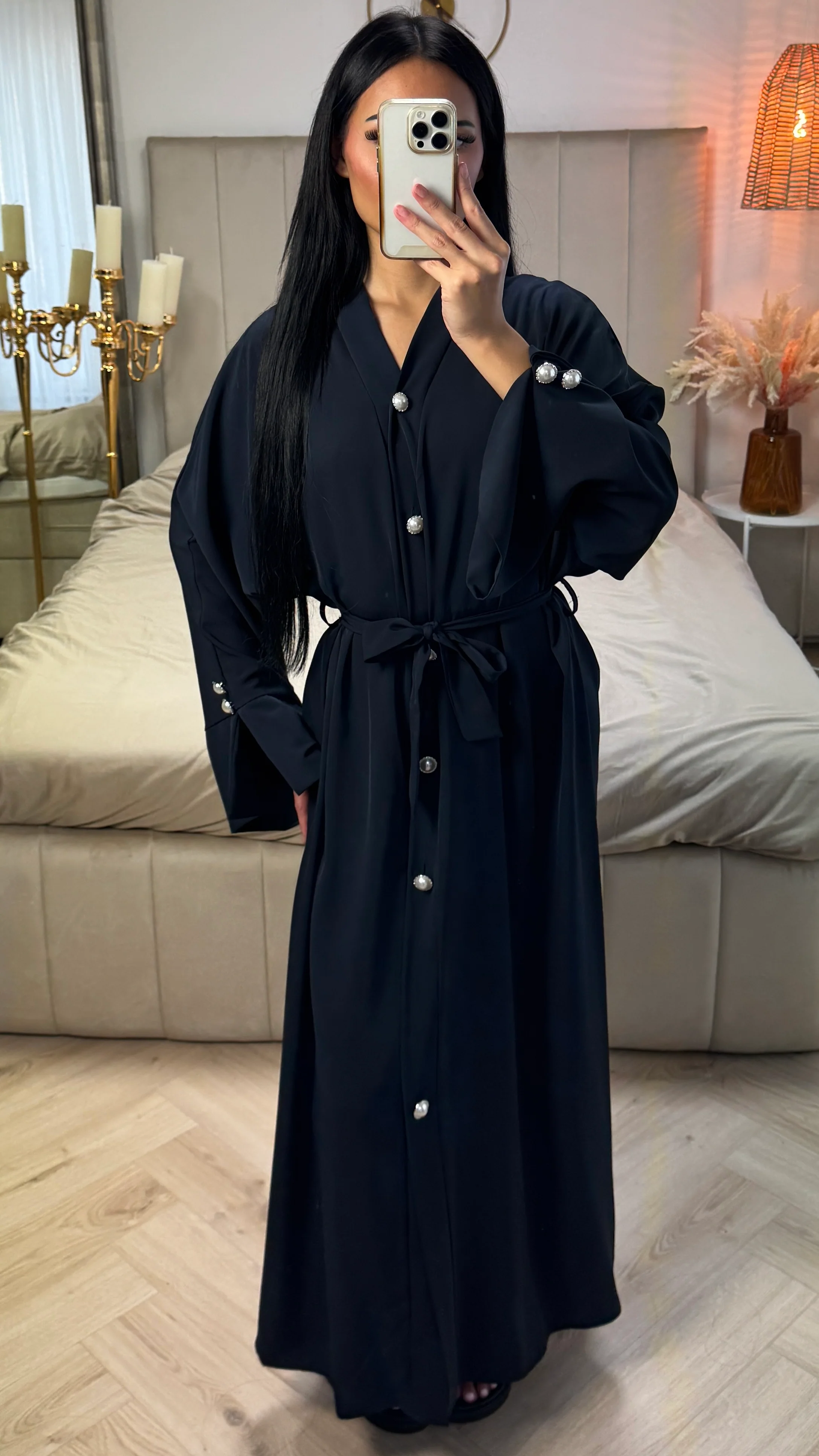 Maxi Abaya met Parelknopen en Ceintuur - Image 5