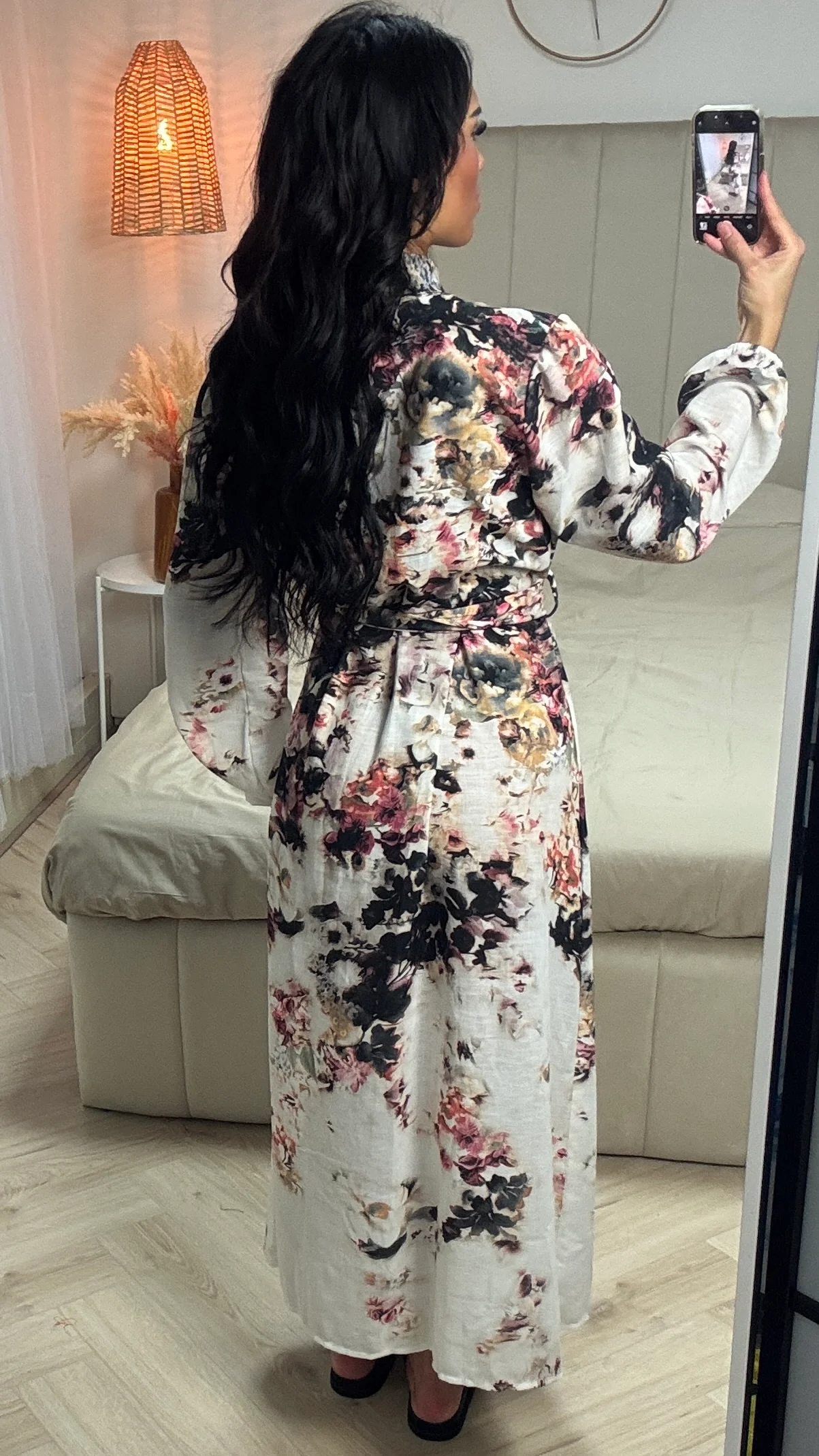 Maxi Bloemenjurk met Knoopsluiting en Ceintuur - Image 6