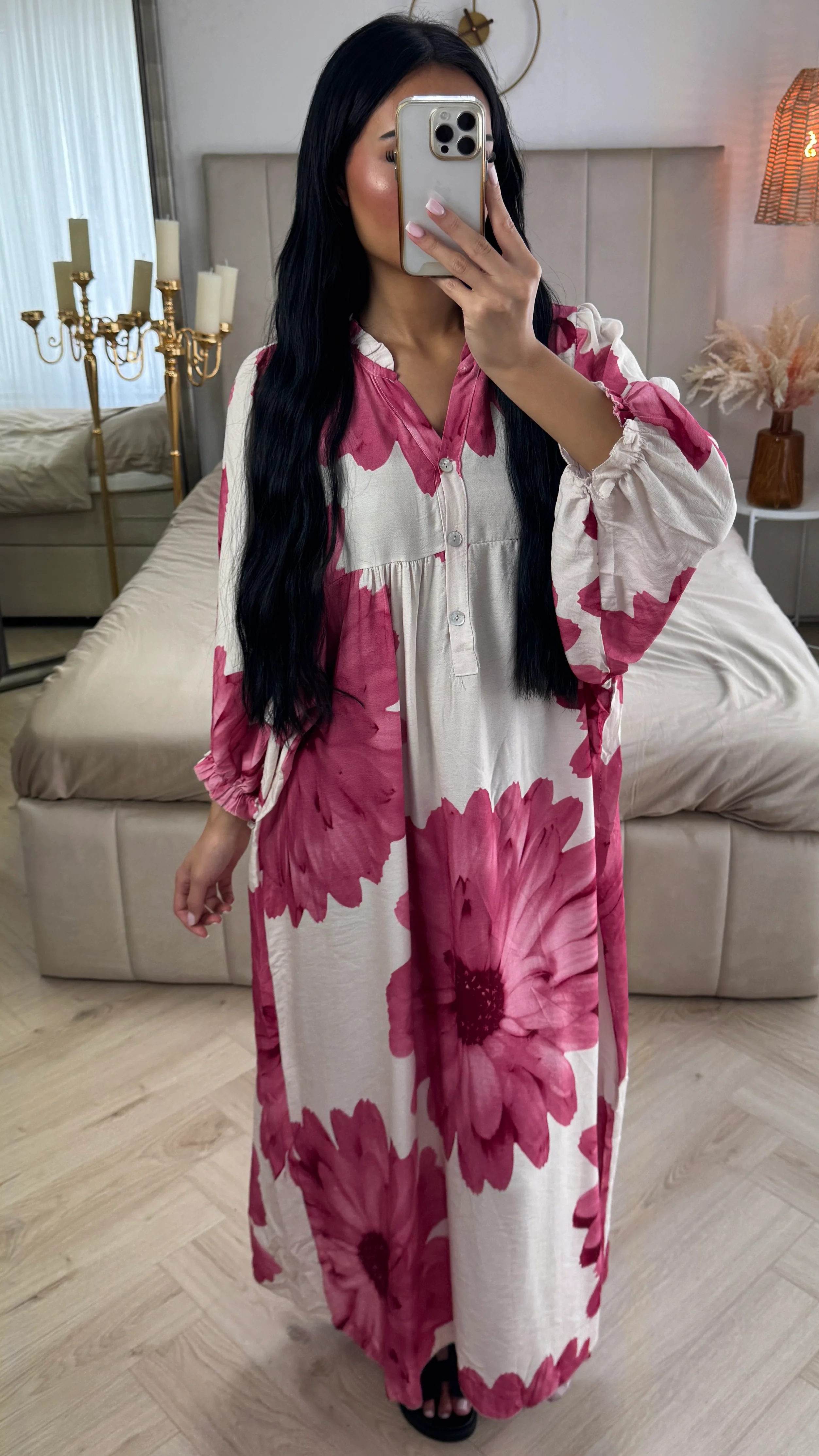 Maxi Jurk met Bloemenprint en Knoopsluiting – Viscose - Image 5