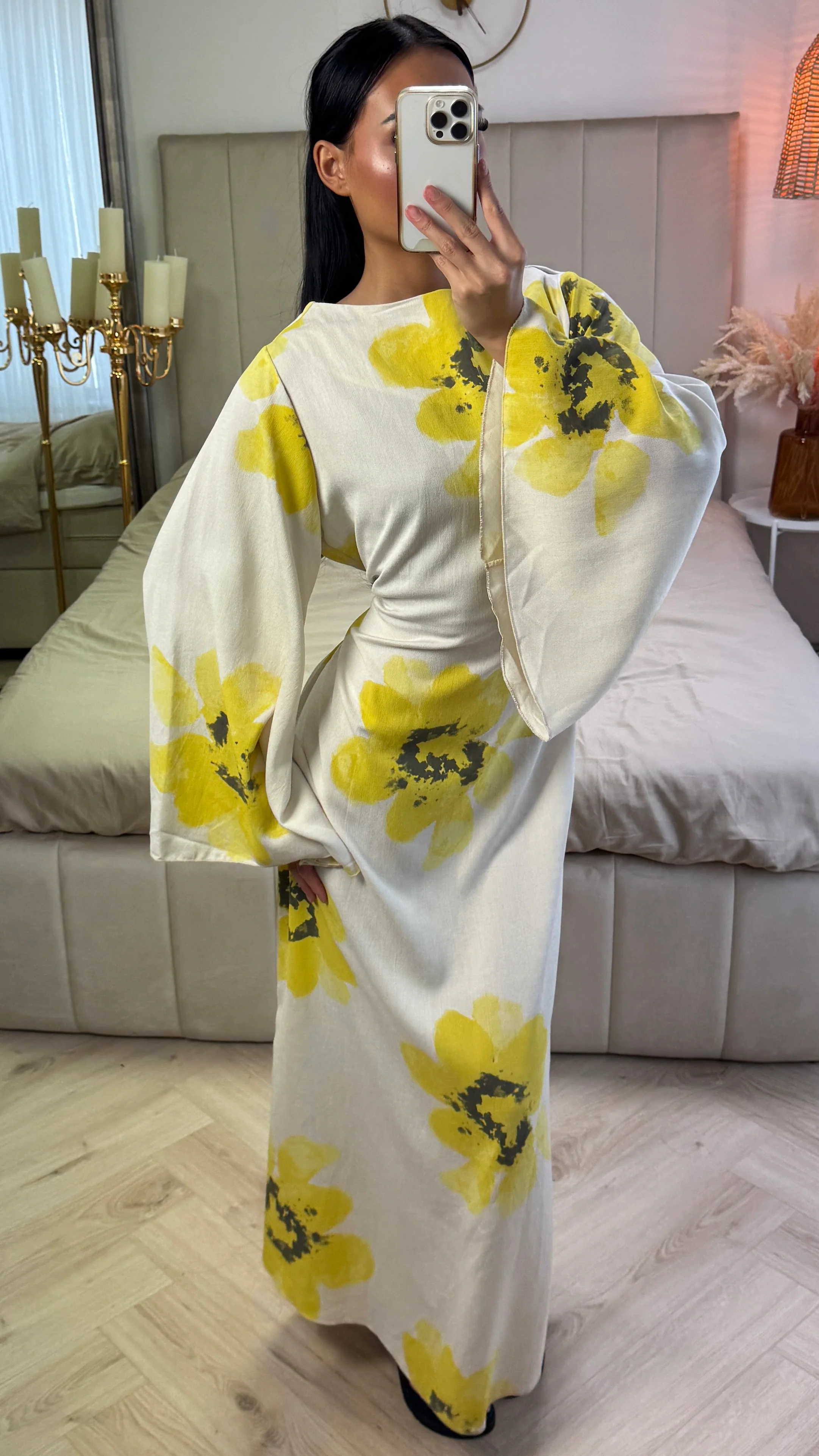Maxi Jurk met Bloemenprint en Wijde Mouwen – Viscoseblend - Image 2