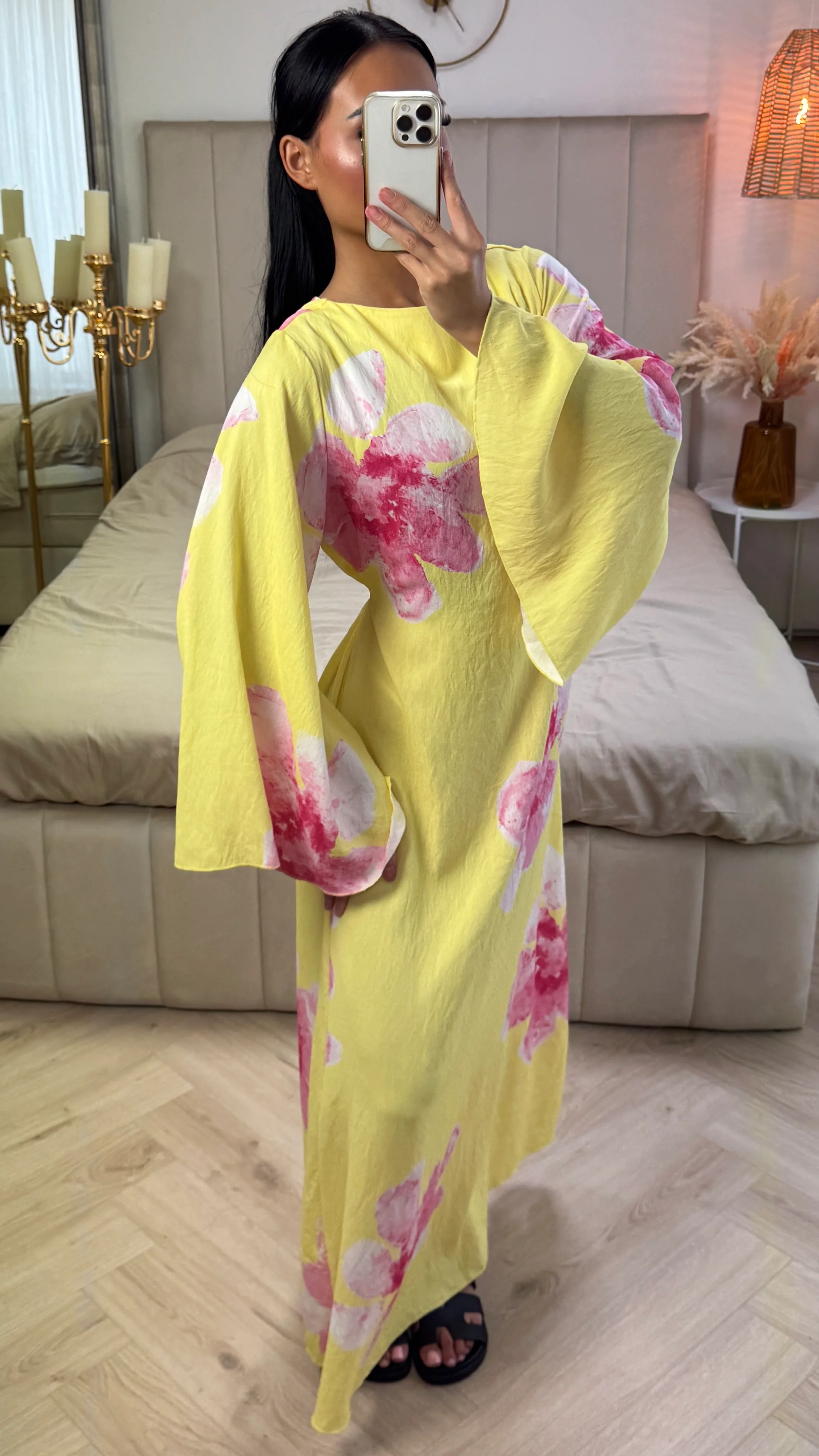 Maxi Jurk met Bloemenprint en Wijde Mouwen – Viscoseblend - Image 3