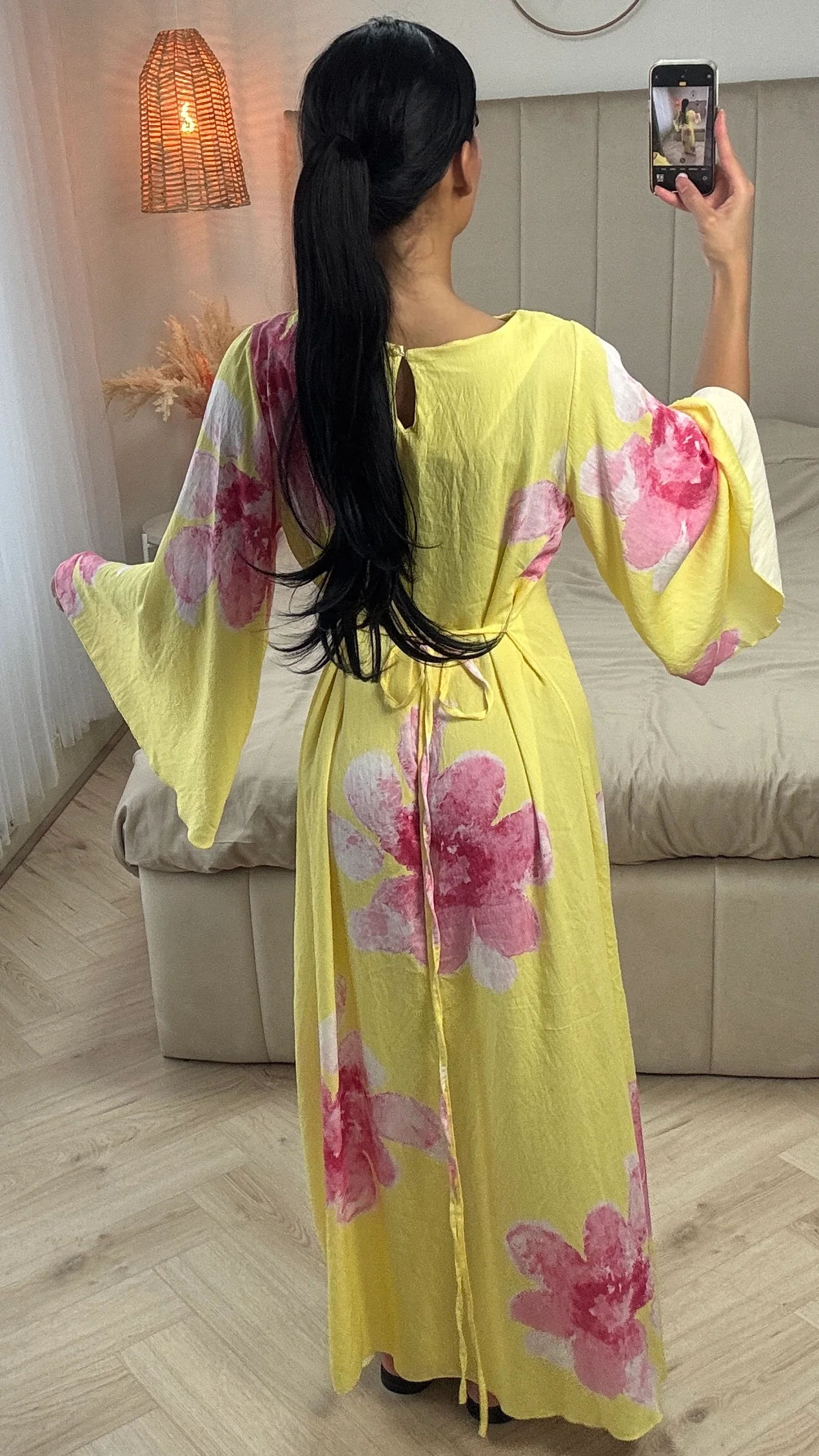 Maxi Jurk met Bloemenprint en Wijde Mouwen – Viscoseblend - Image 4