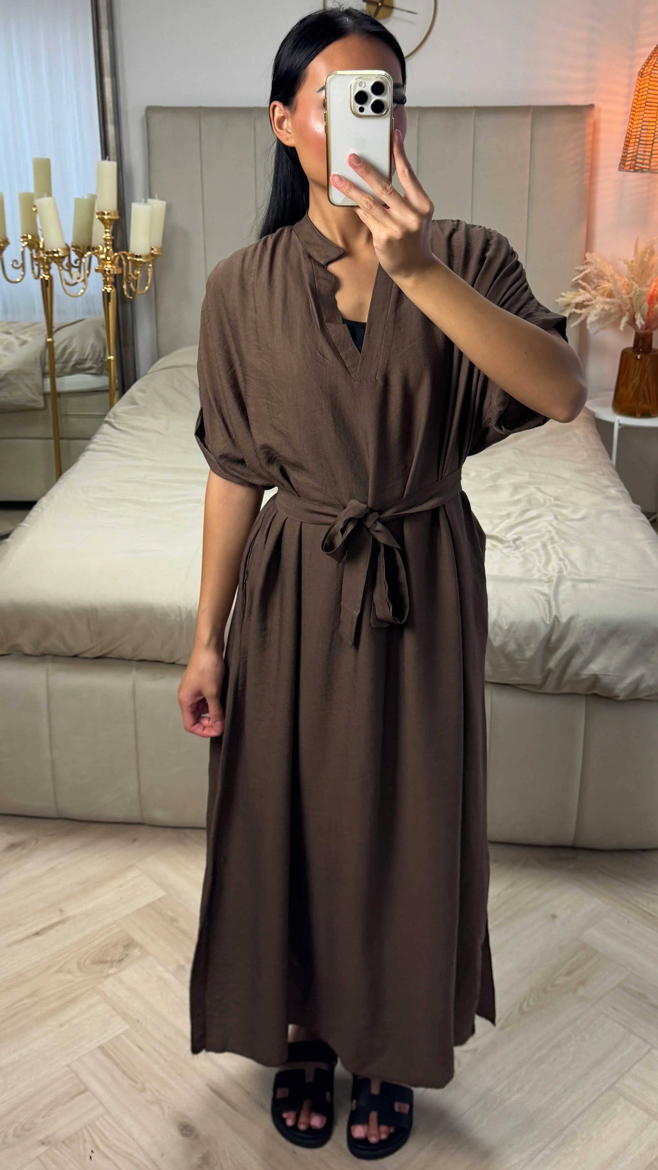 Maxi Jurk met Ceintuur en Ruffle Mouwen – Viscoseblend - Image 5