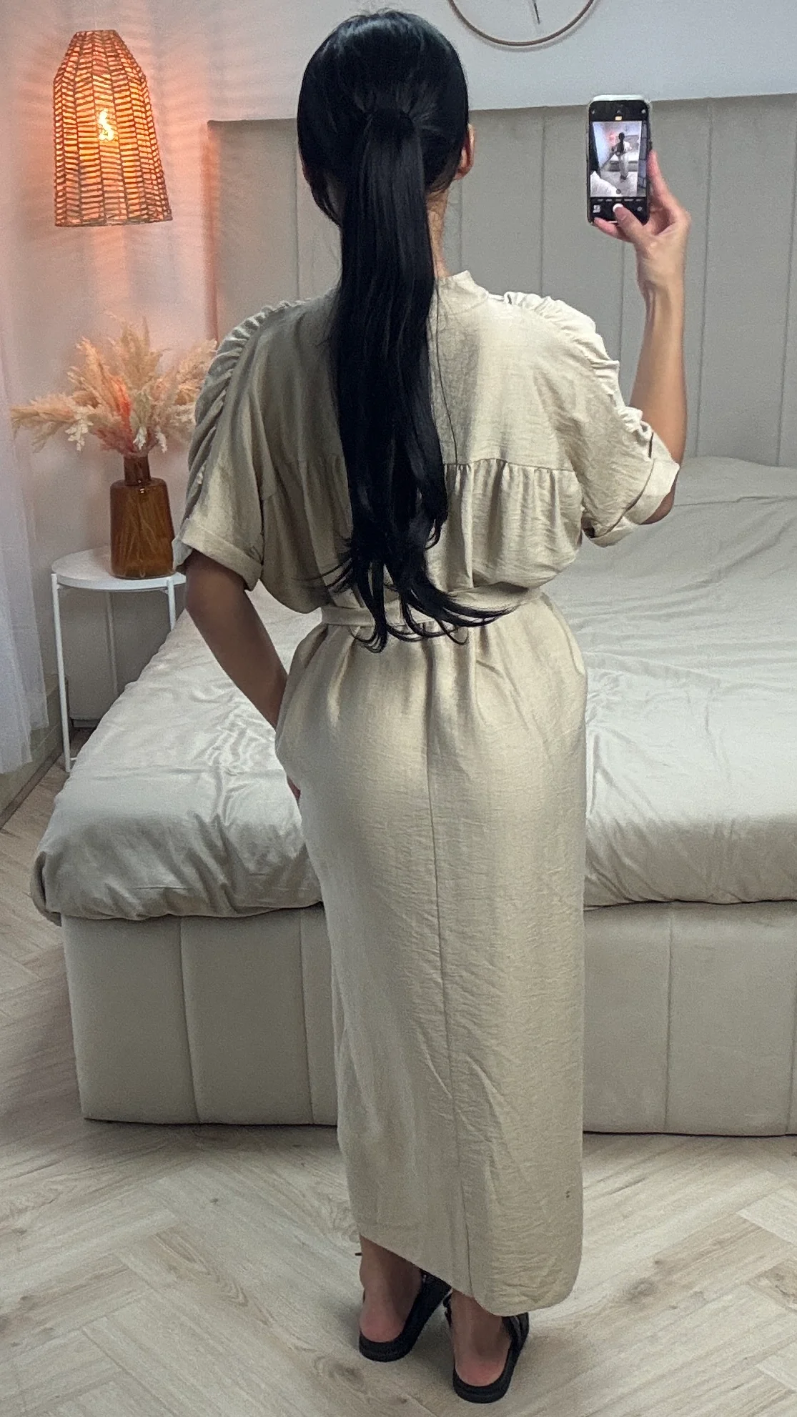 Maxi Jurk met Ceintuur en Ruffle Mouwen – Viscoseblend - Image 6