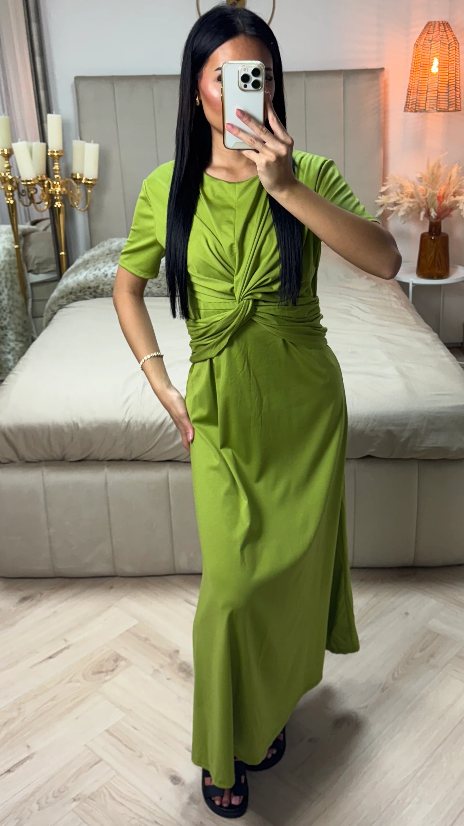 Maxi Jurk met Geplooid Detail en Knoopaccent - Image 7