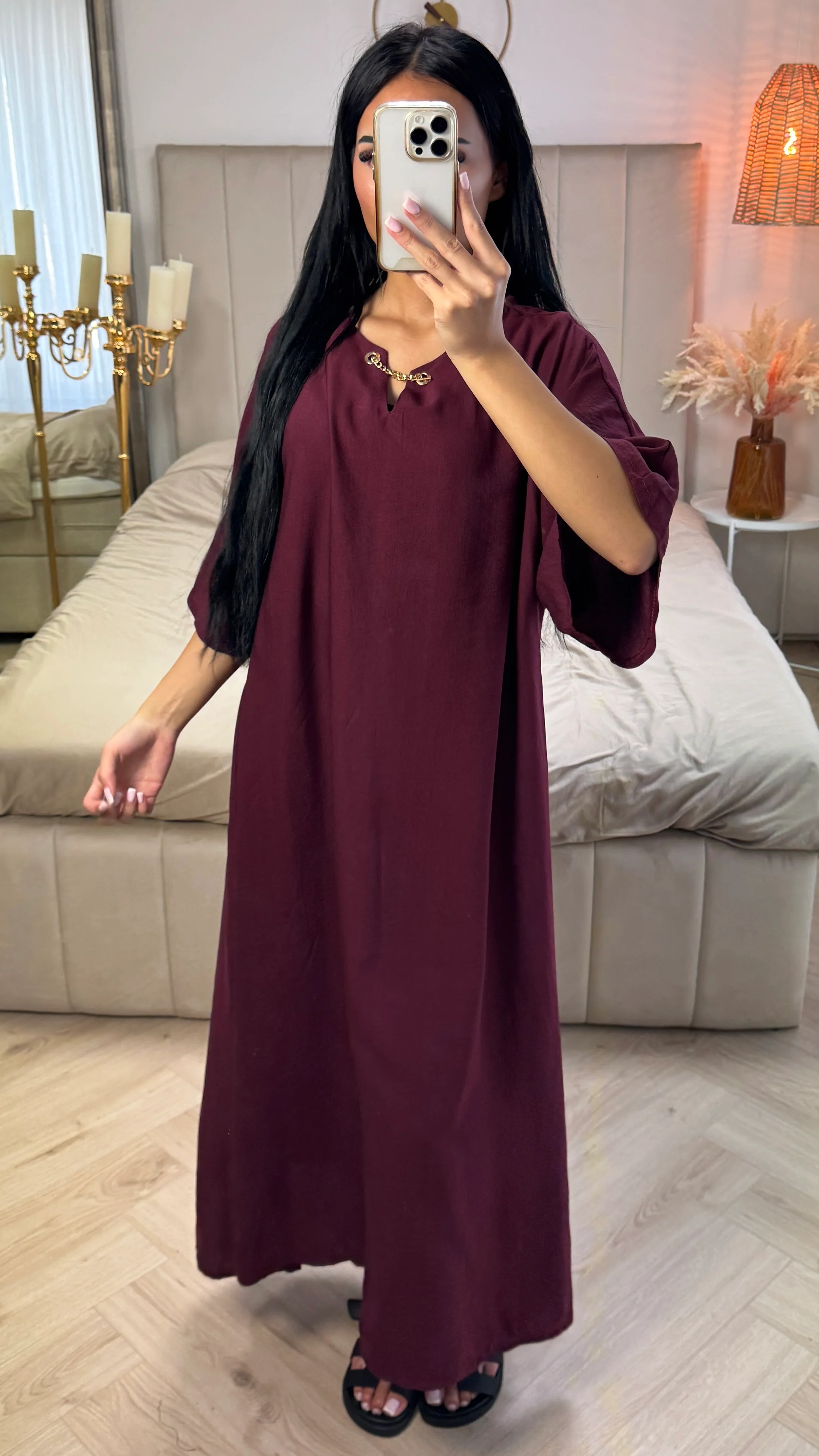 Maxi Jurk met Gouden Kettingdetail – Viscoseblend - Image 5