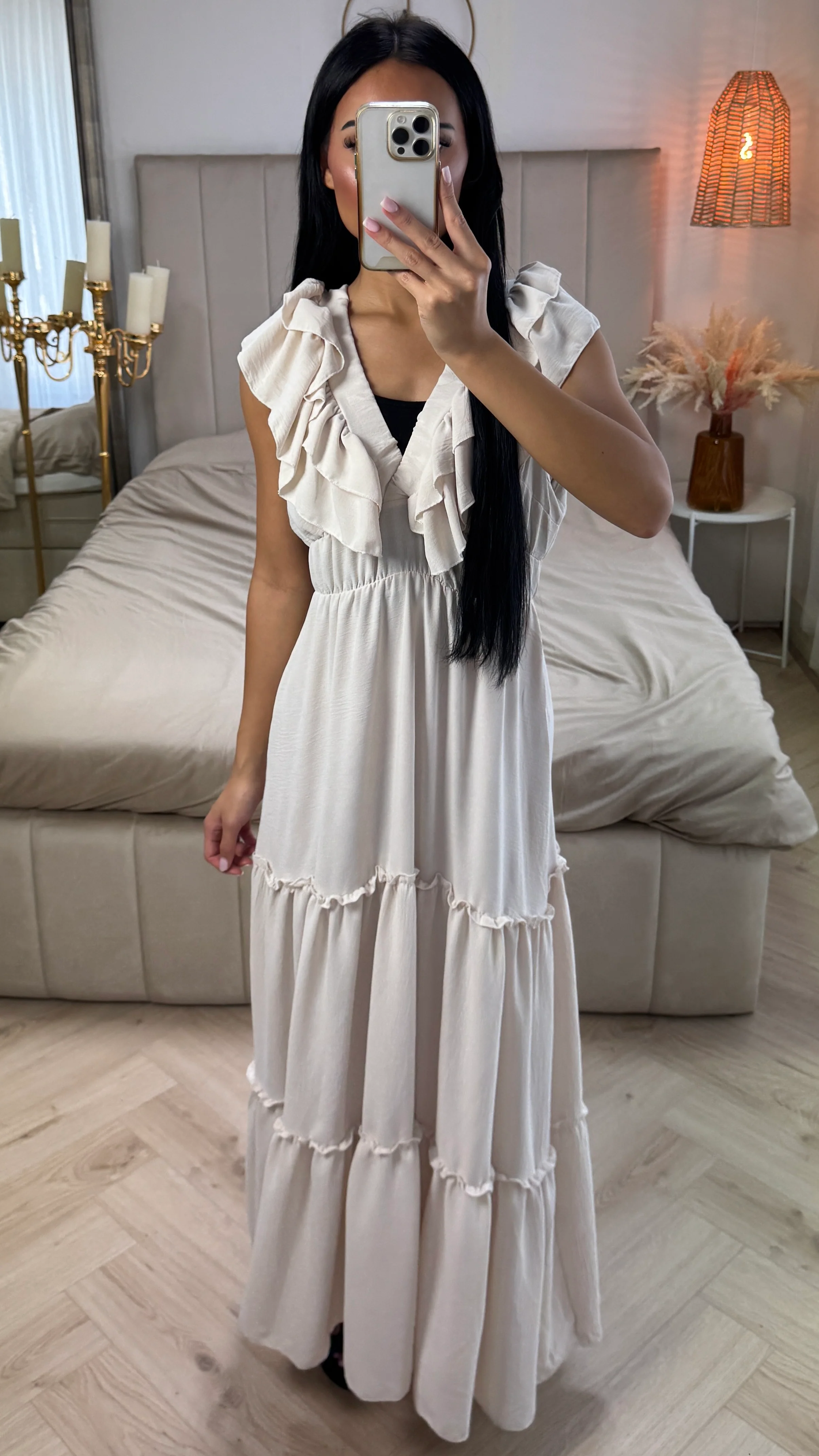 Maxi Jurk met Ruffle Detail en Elastische Taille - Image 10