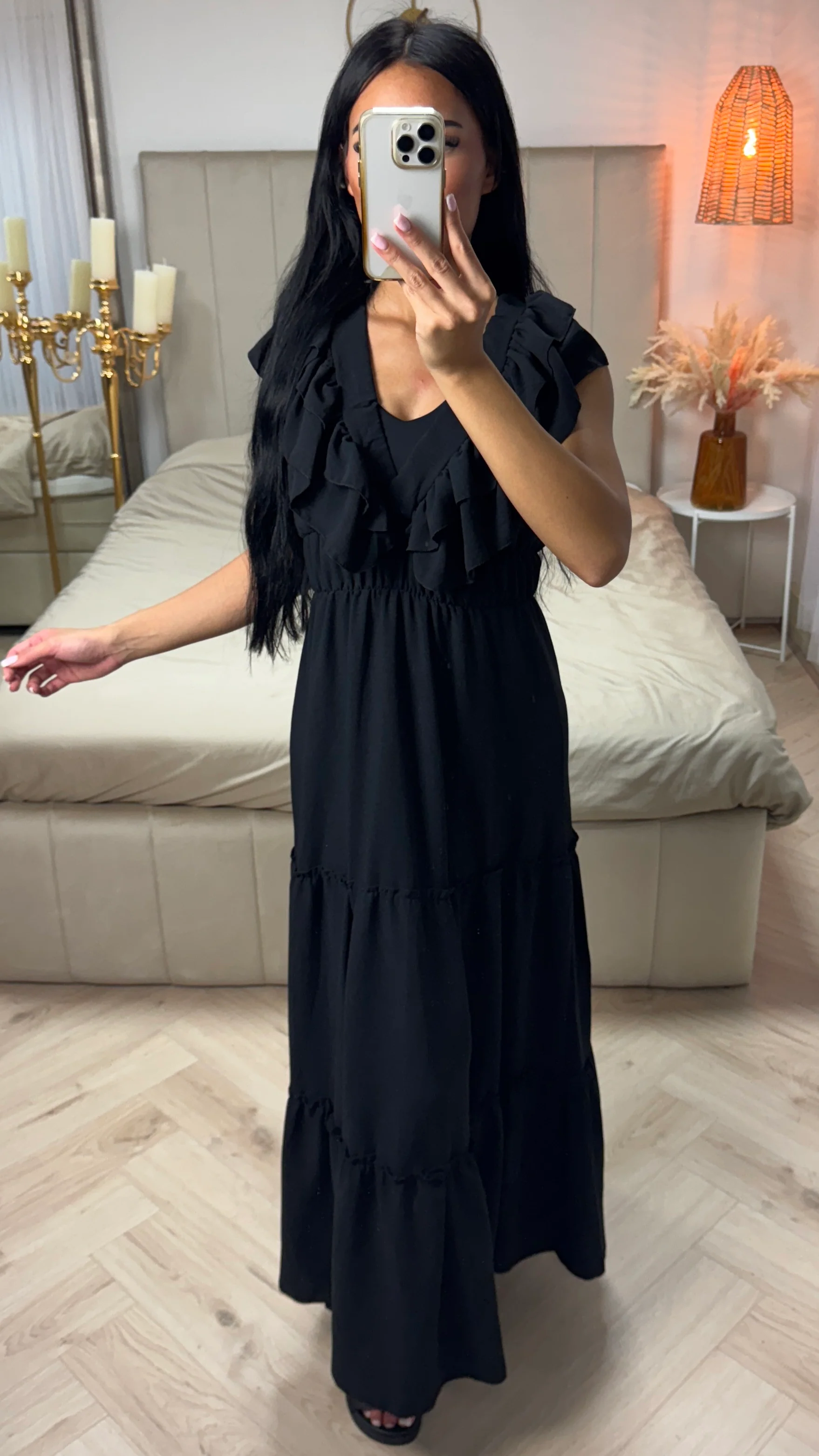 Maxi Jurk met Ruffle Detail en Elastische Taille - Image 2