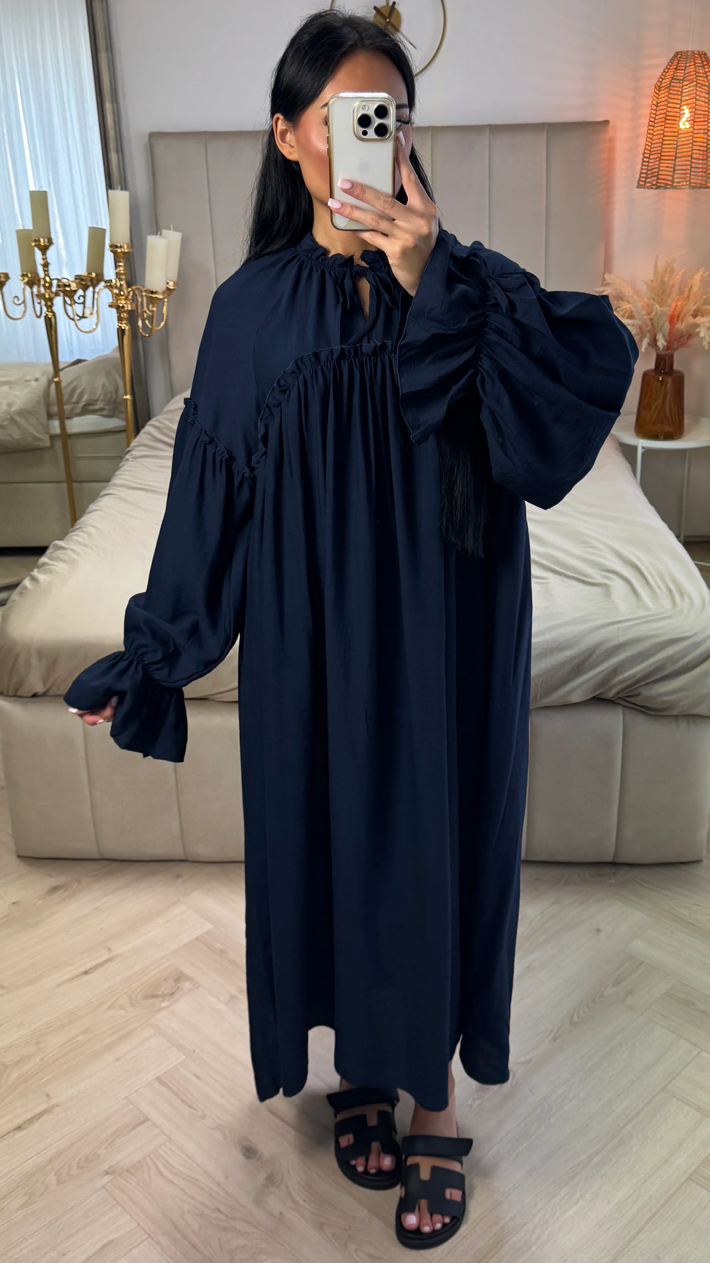 Maxi Jurk met Strikdetail en Ruches – Viscoseblend - Image 10