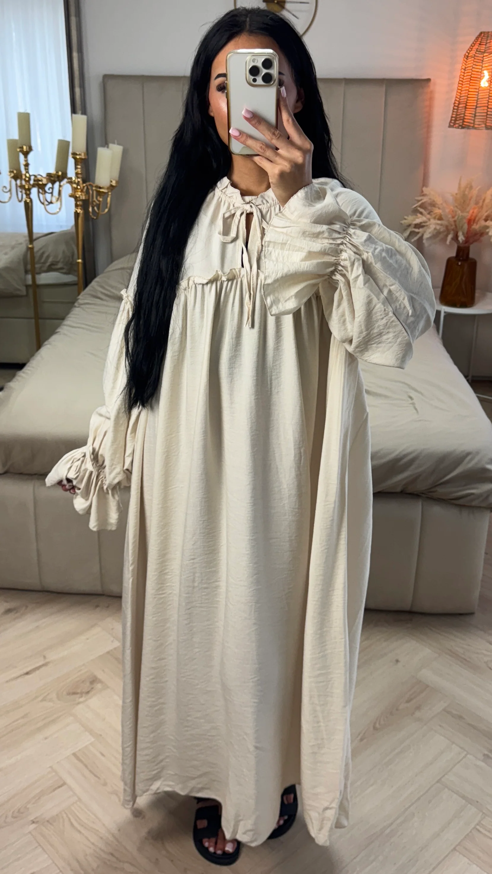Maxi Jurk met Strikdetail en Ruches – Viscoseblend - Image 5