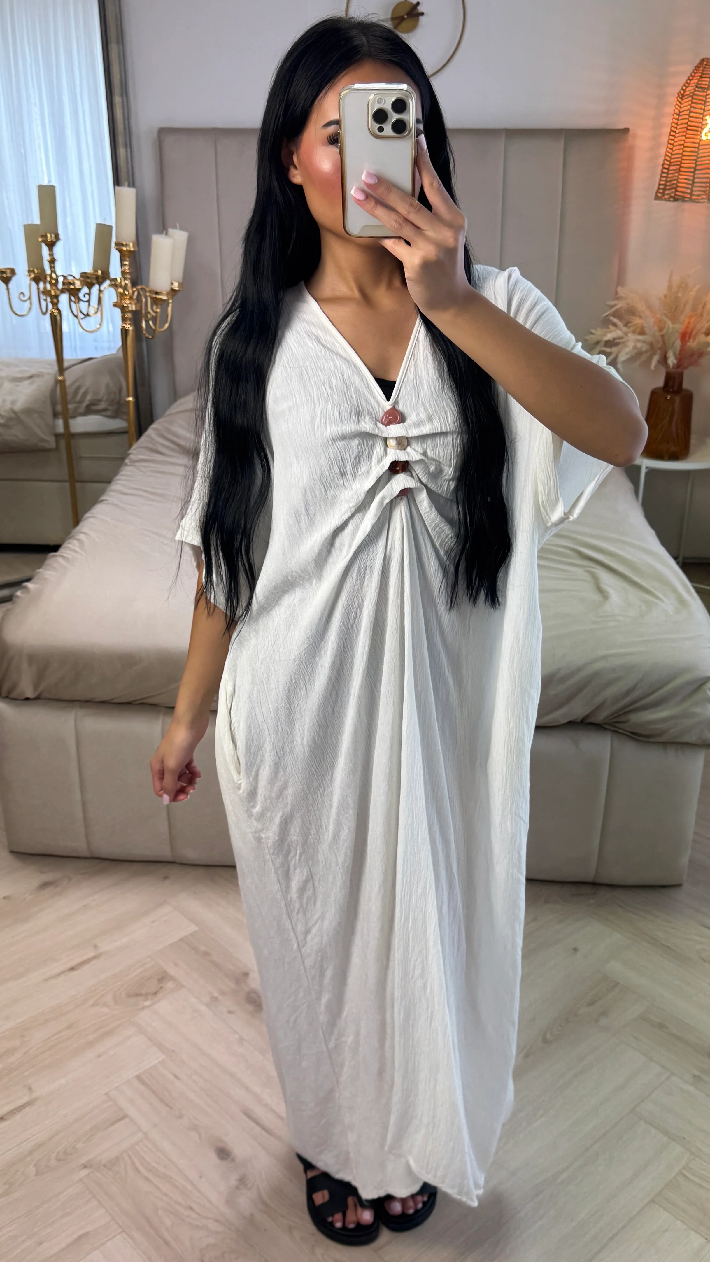 Maxi Jurk van Viscose met Sierknoopdetails - Image 10