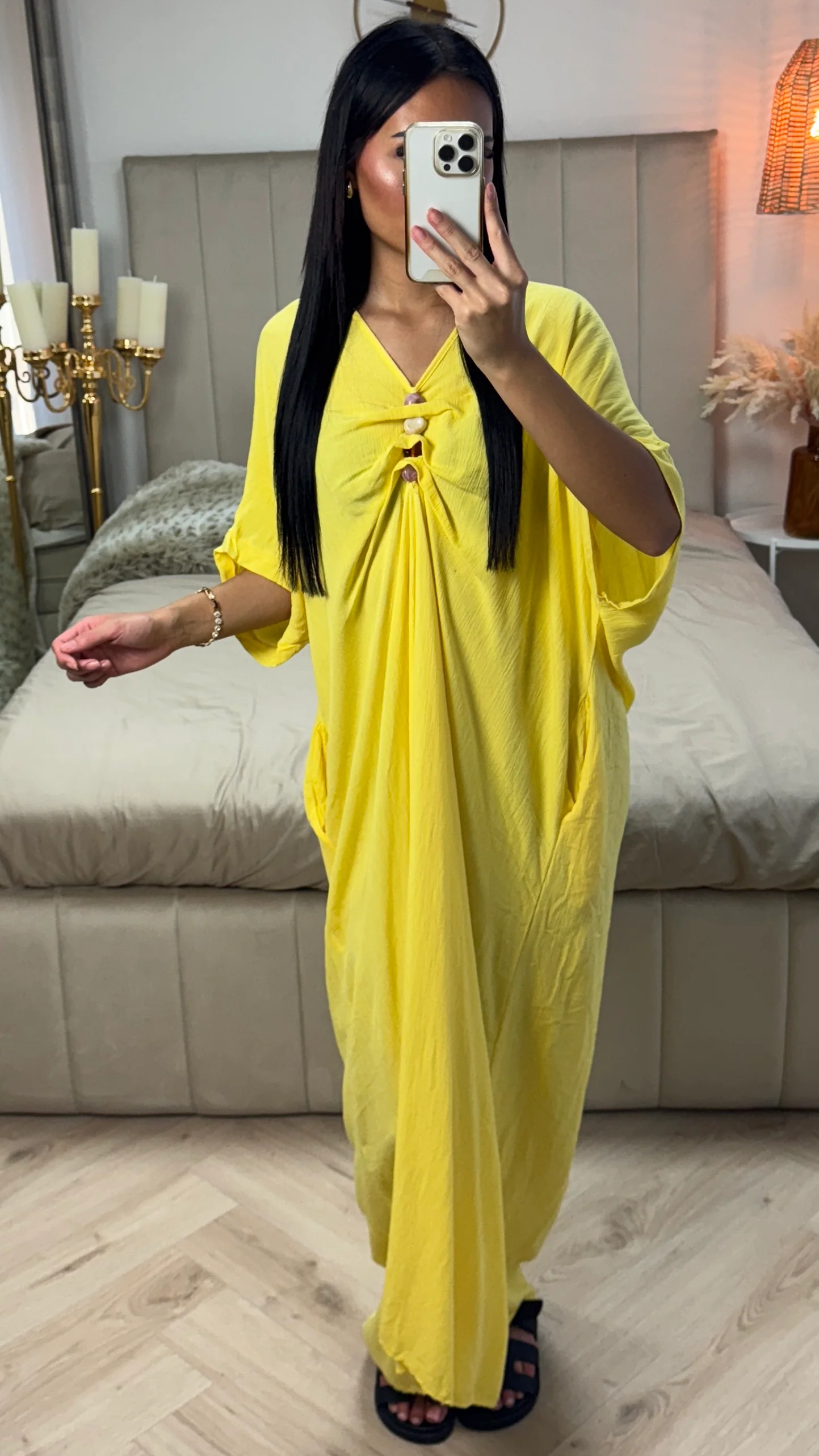 Maxi Jurk van Viscose met Sierknoopdetails - Image 2