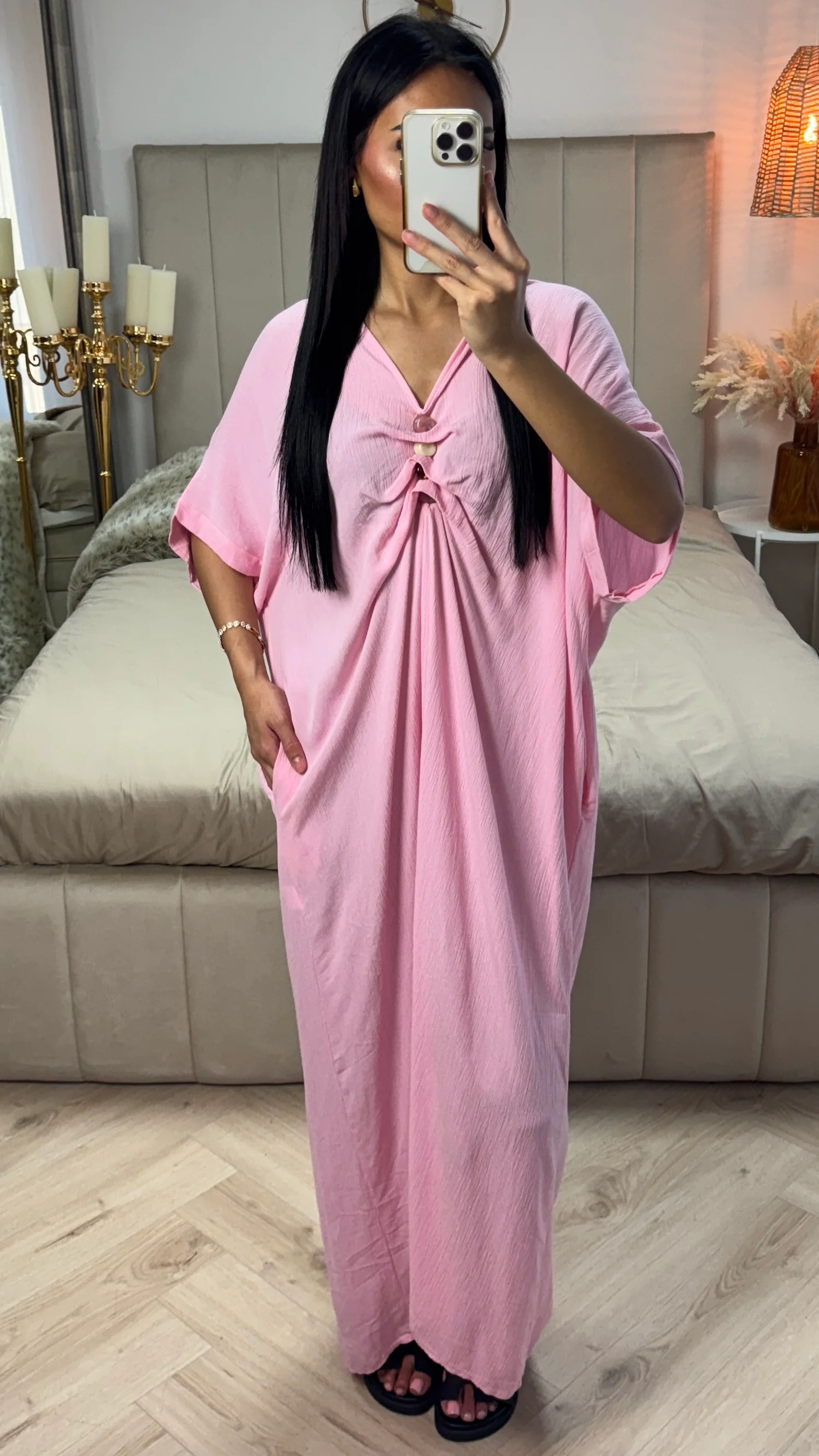 Maxi Jurk van Viscose met Sierknoopdetails - Image 3