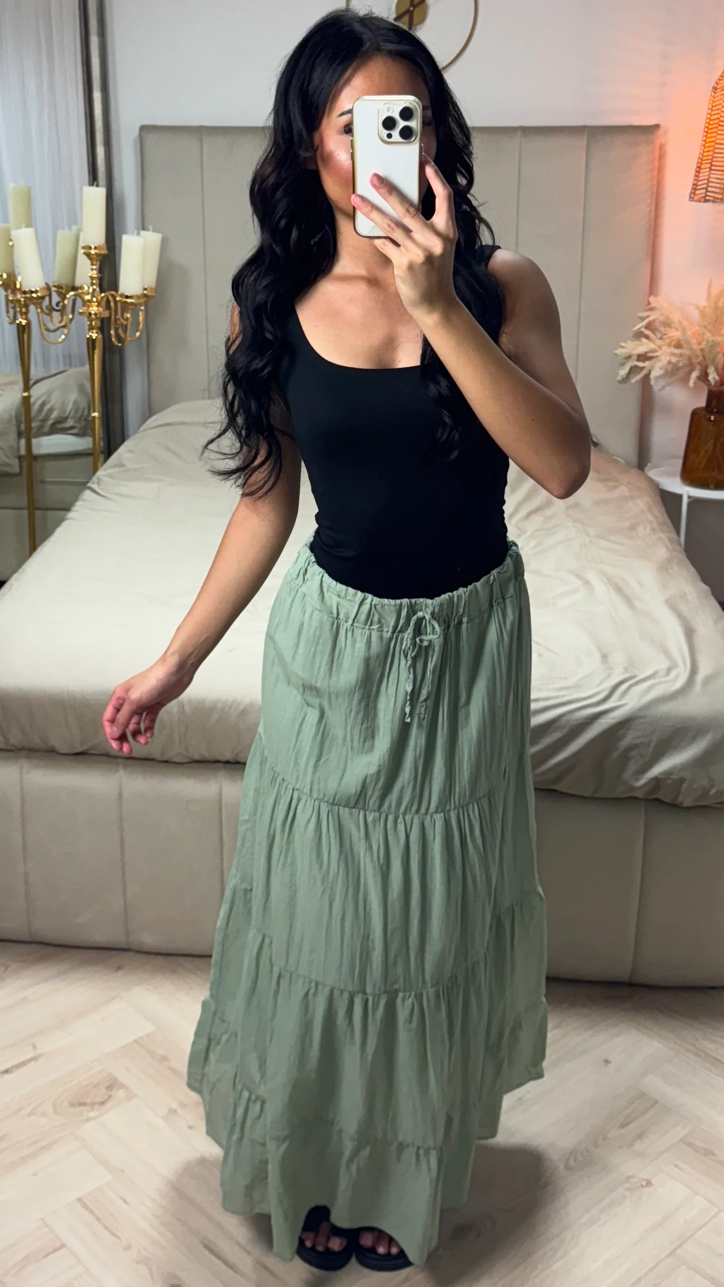 Maxi Rok met Laagjes en Elastische Taille - Image 4