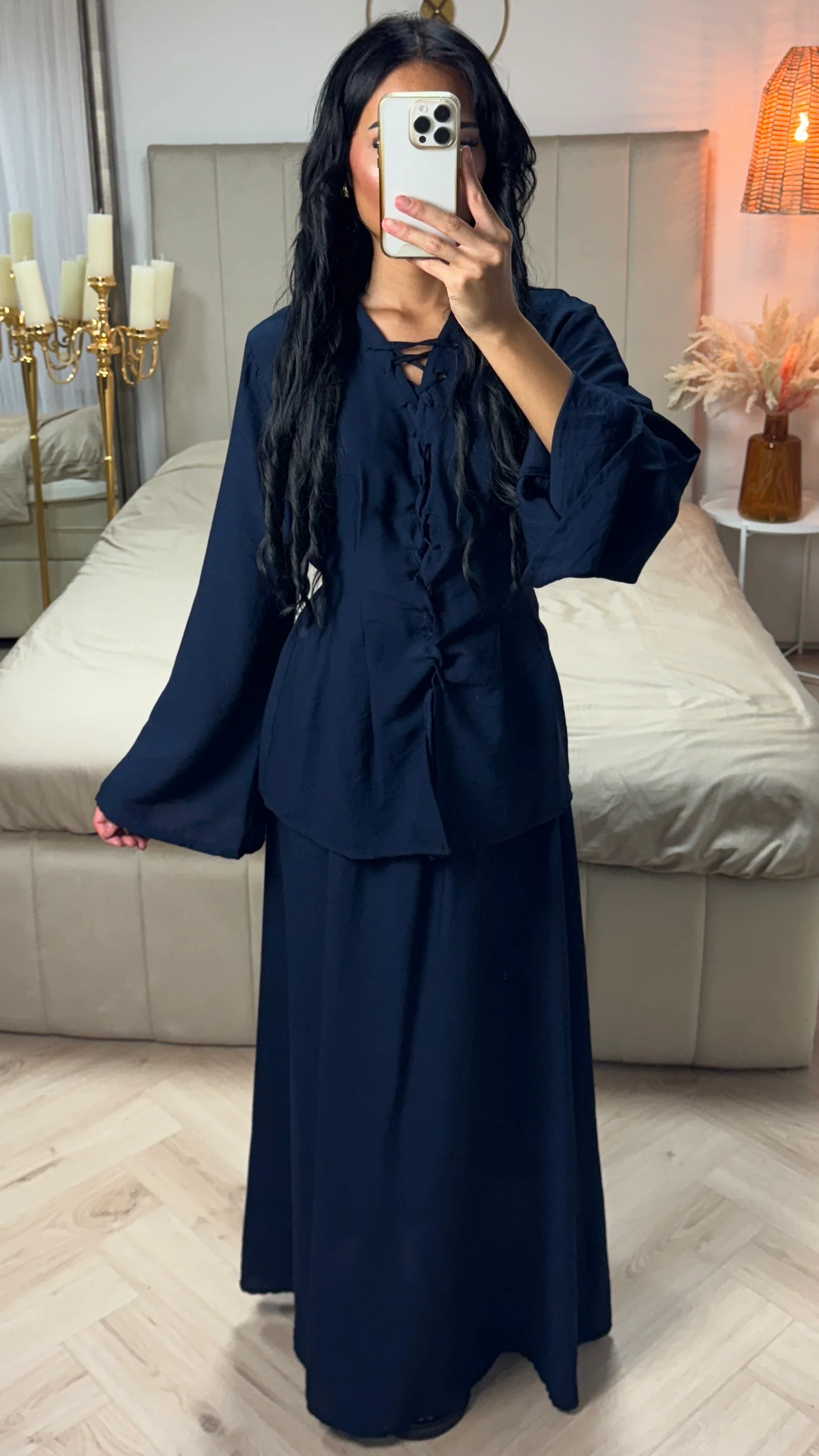Maxi Rok & Vetersluiting Top Set met Ceintuur – Viscoseblend - Image 3