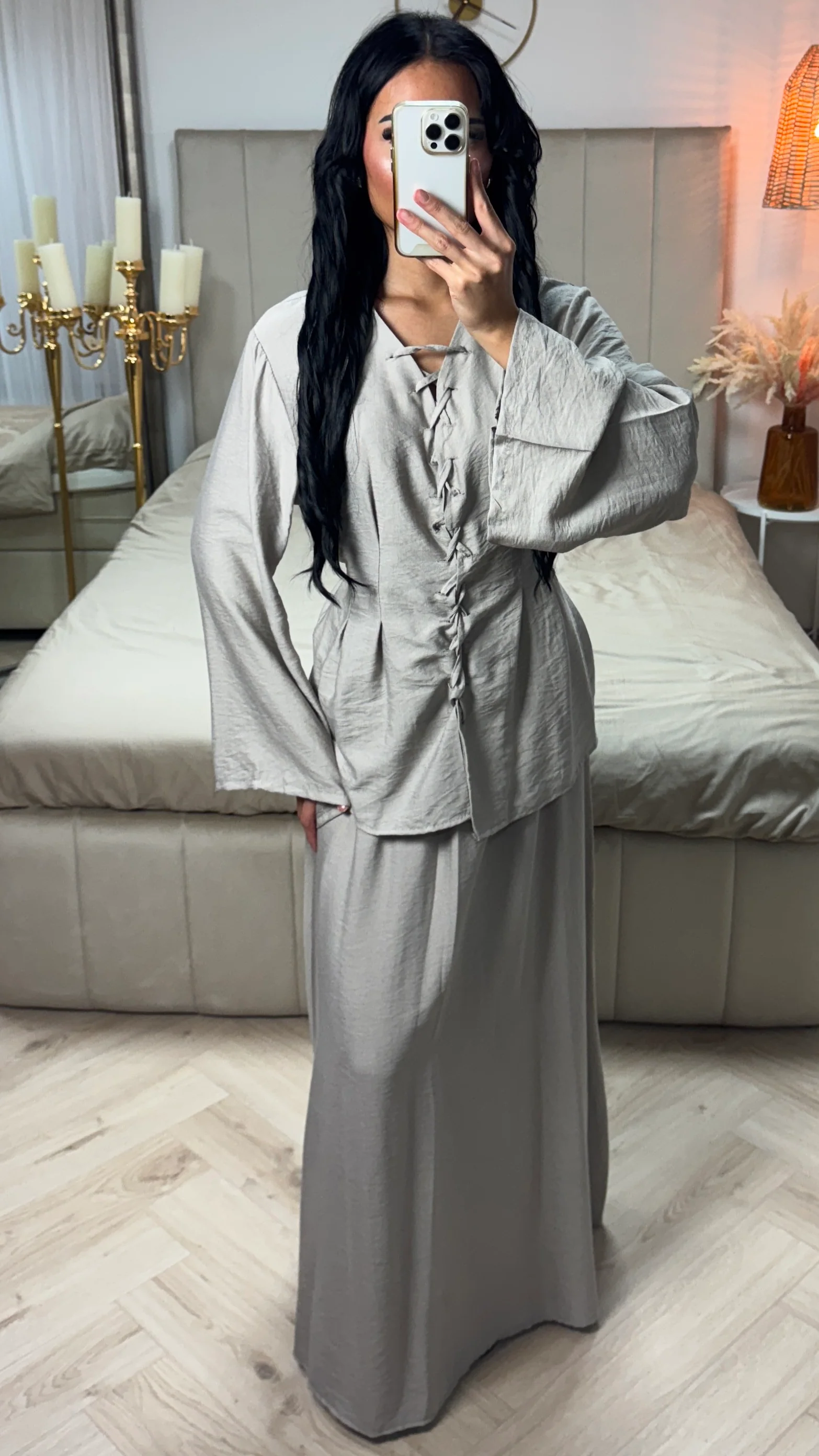 Maxi Rok & Vetersluiting Top Set met Ceintuur – Viscoseblend - Image 6