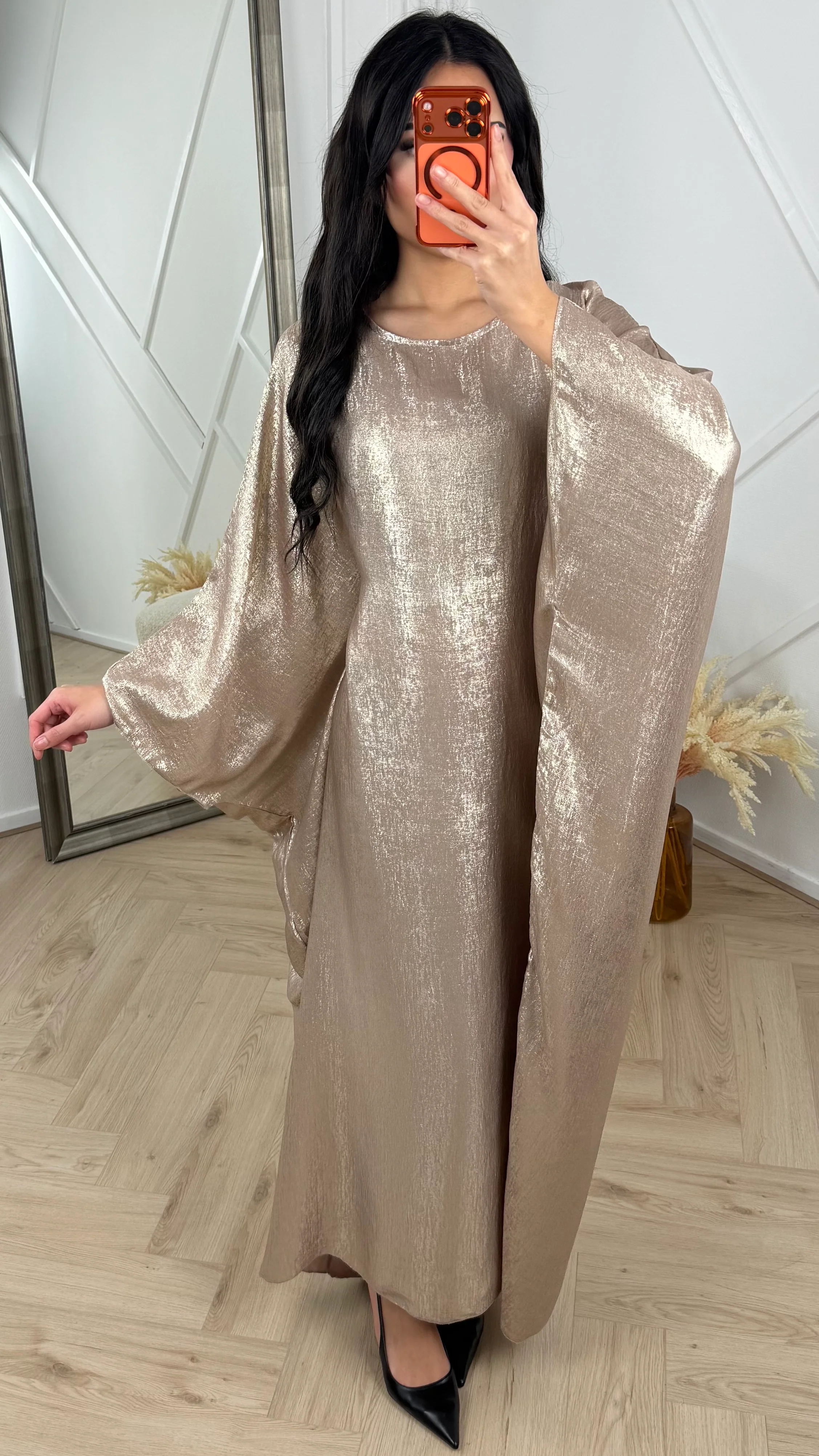 Metallic Maxi Avondjurk met Cape Mouwen - Image 2