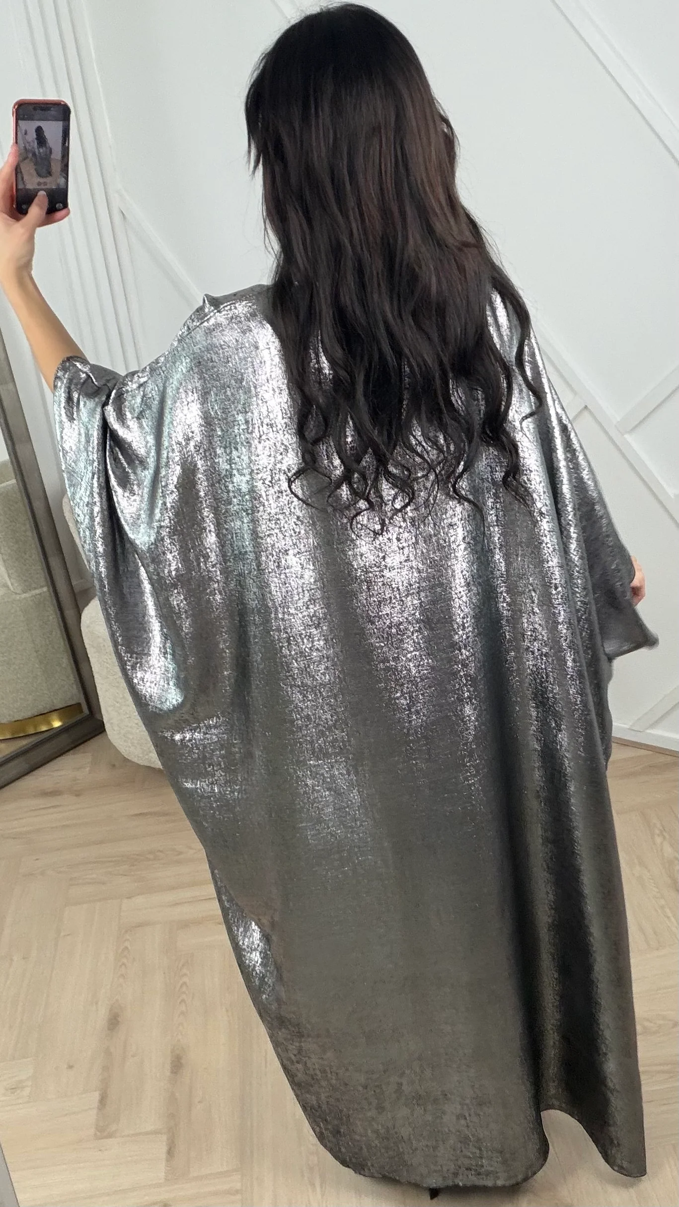 Metallic Maxi Avondjurk met Cape Mouwen - Image 7