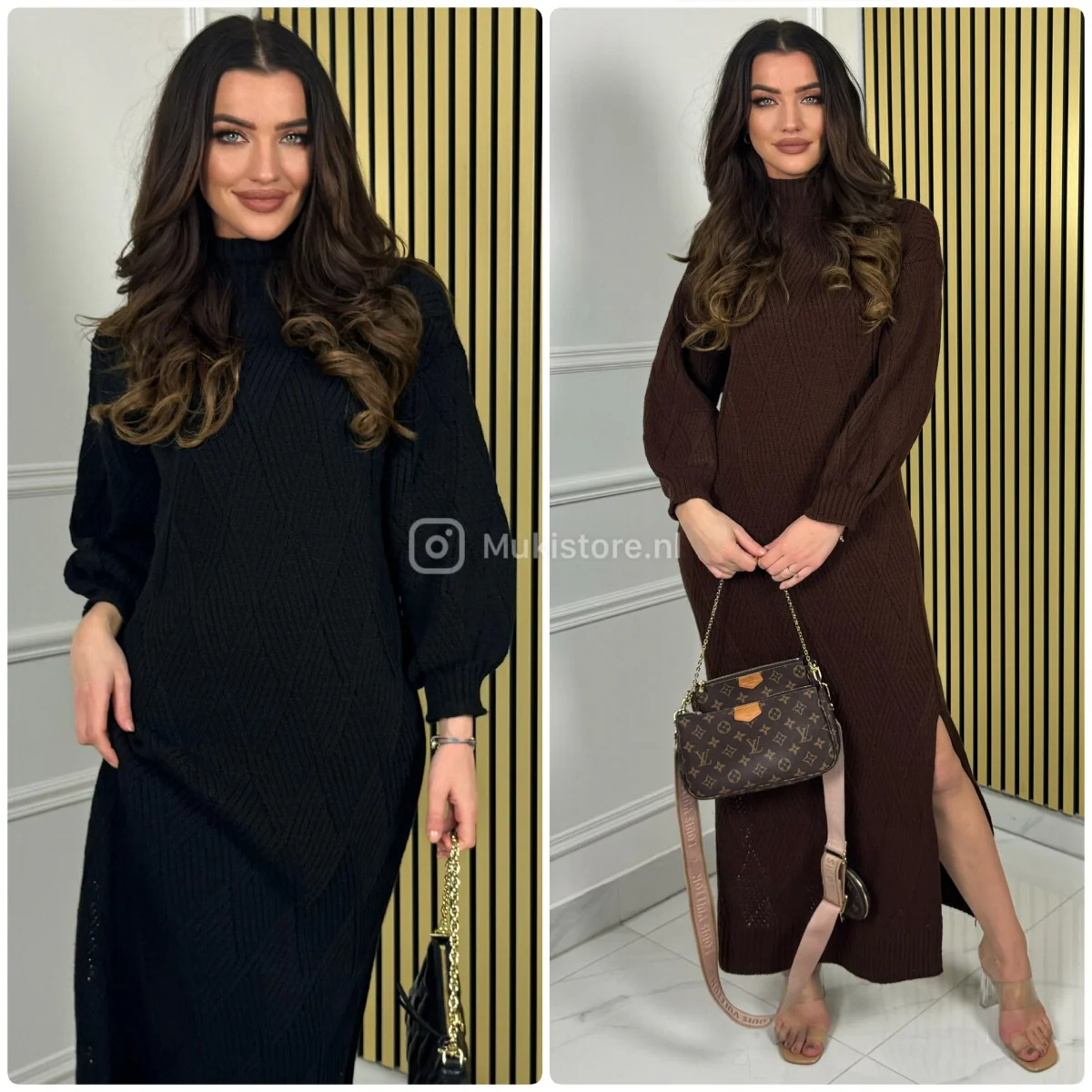 Midi Col Chester Print Knitwear Double Splits