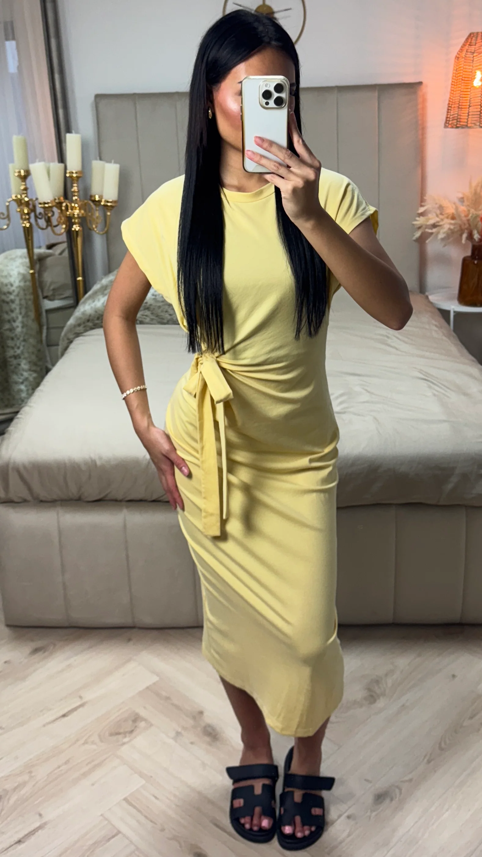 Midi Jurk met Strikdetail – Viscosemix en Stretch