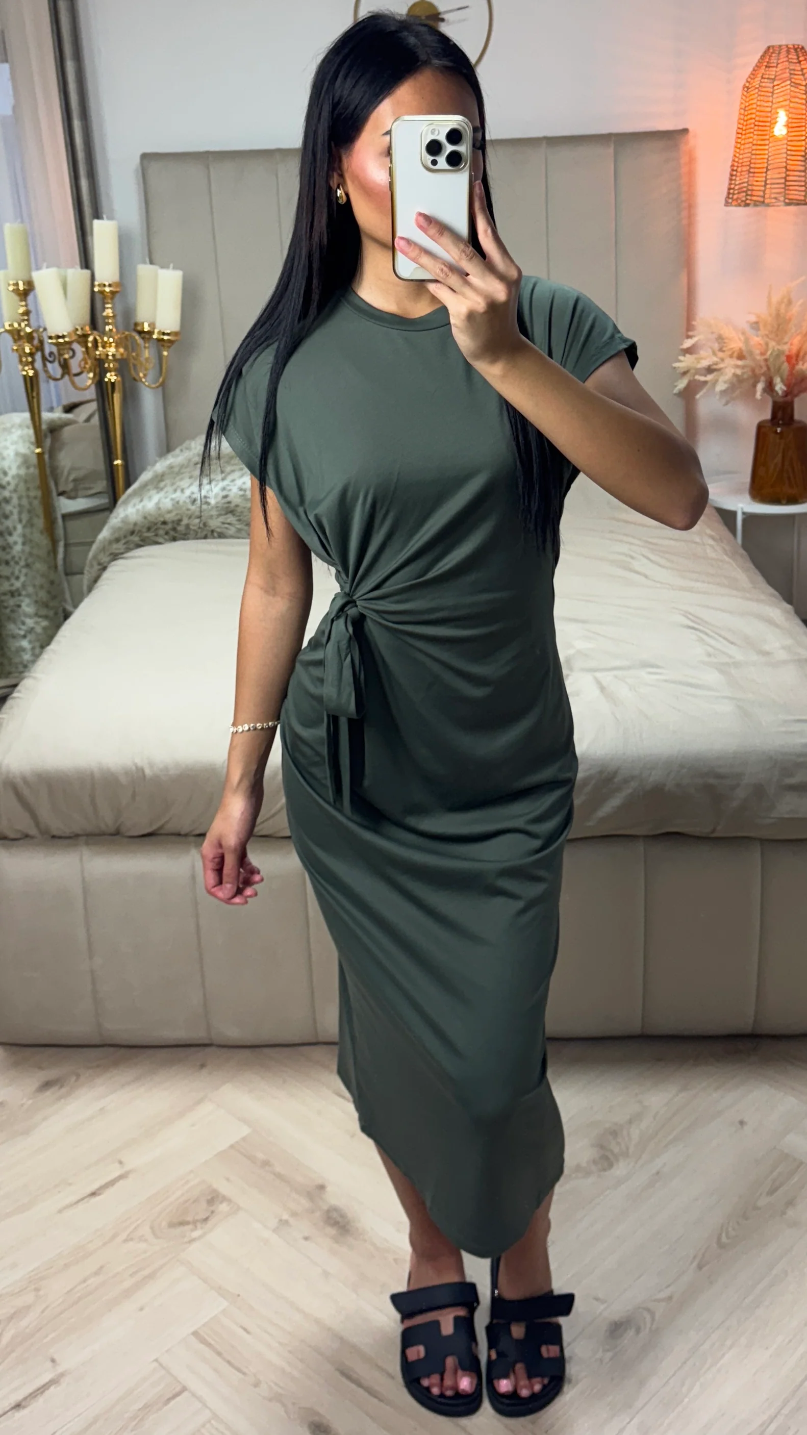 Midi Jurk met Strikdetail – Viscosemix en Stretch - Image 10