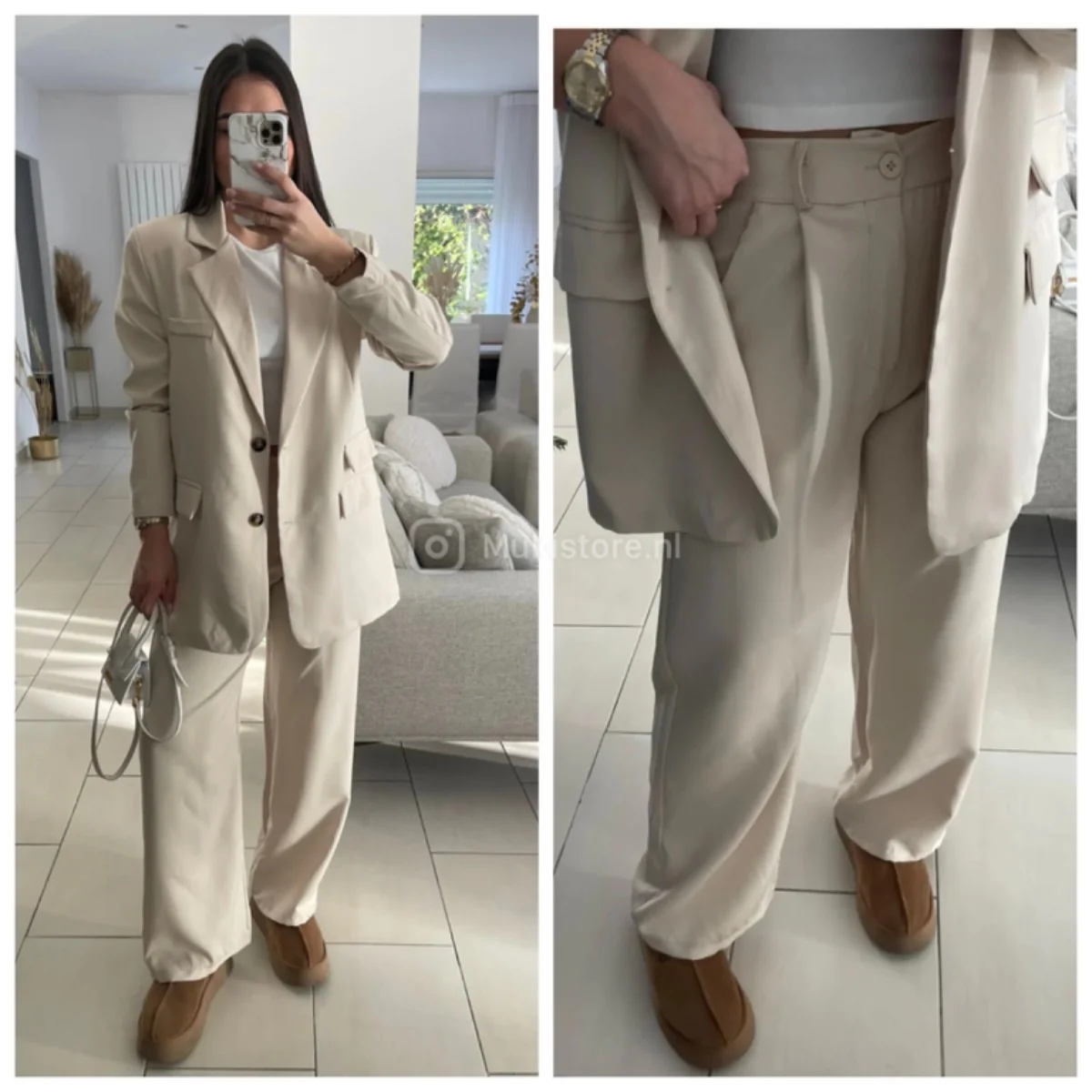 Multi Pockets Blazer+ Pantalon Wide Leg Set