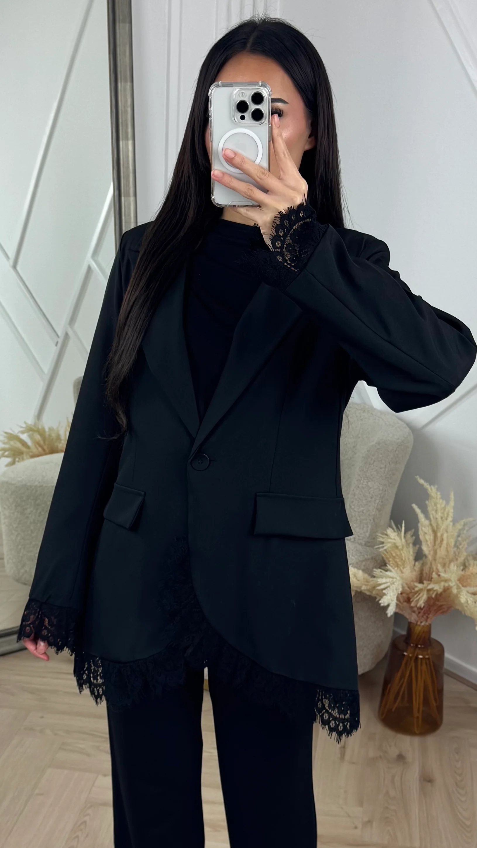 Blazer met Kantdetails en Elegant Layered Effect - Image 4
