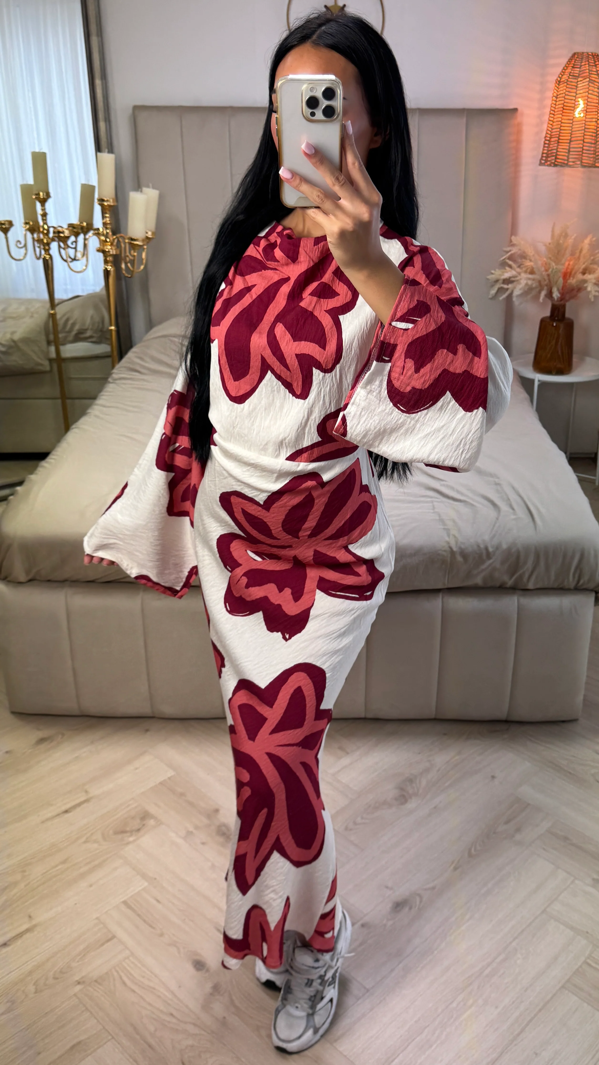 Maxi Jurk met Grote Bloemenprint en Strikceintuur – Viscoseblend - Image 5