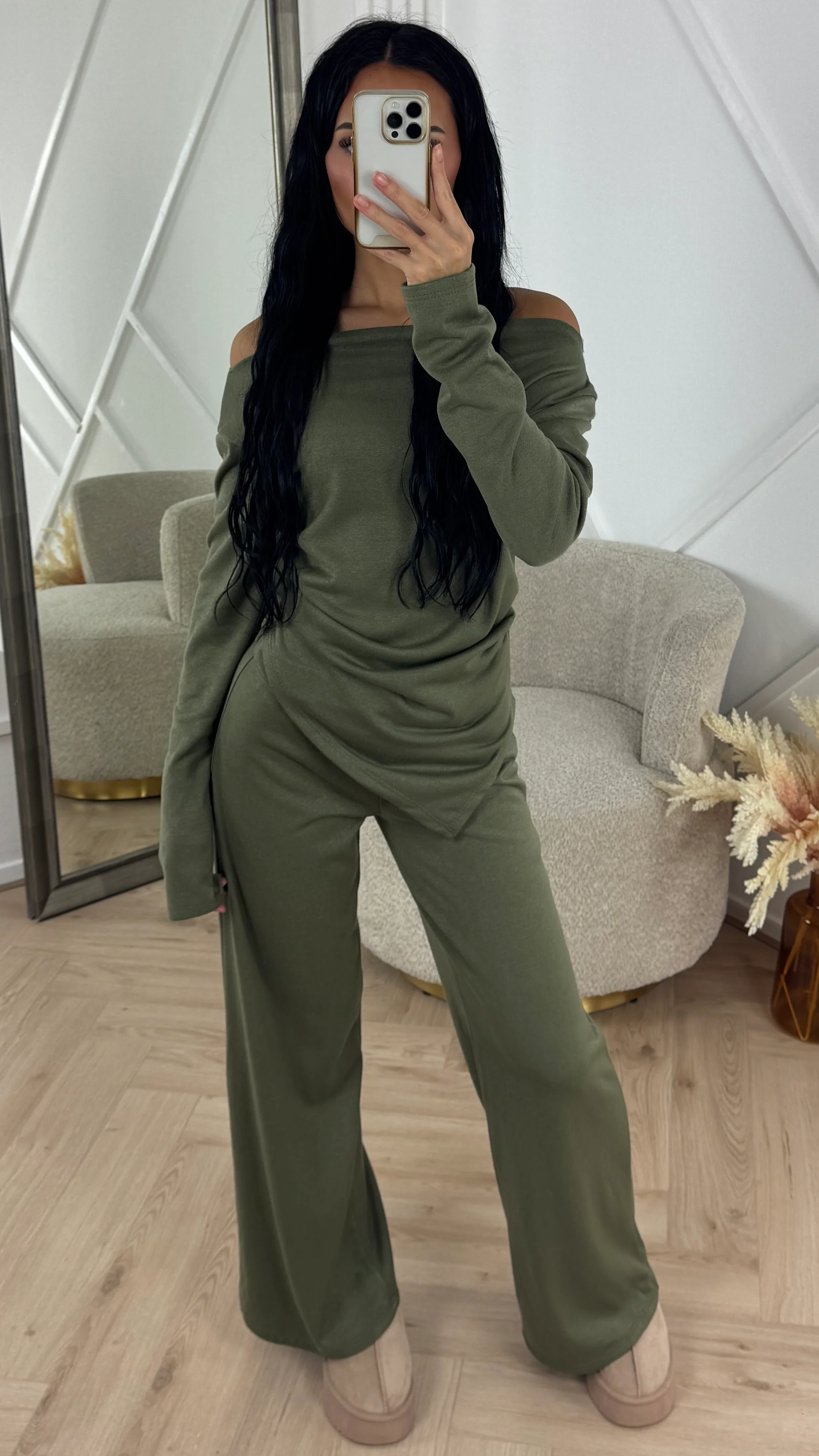 Off Shoulder Winter Two-Piece Set - Image 2