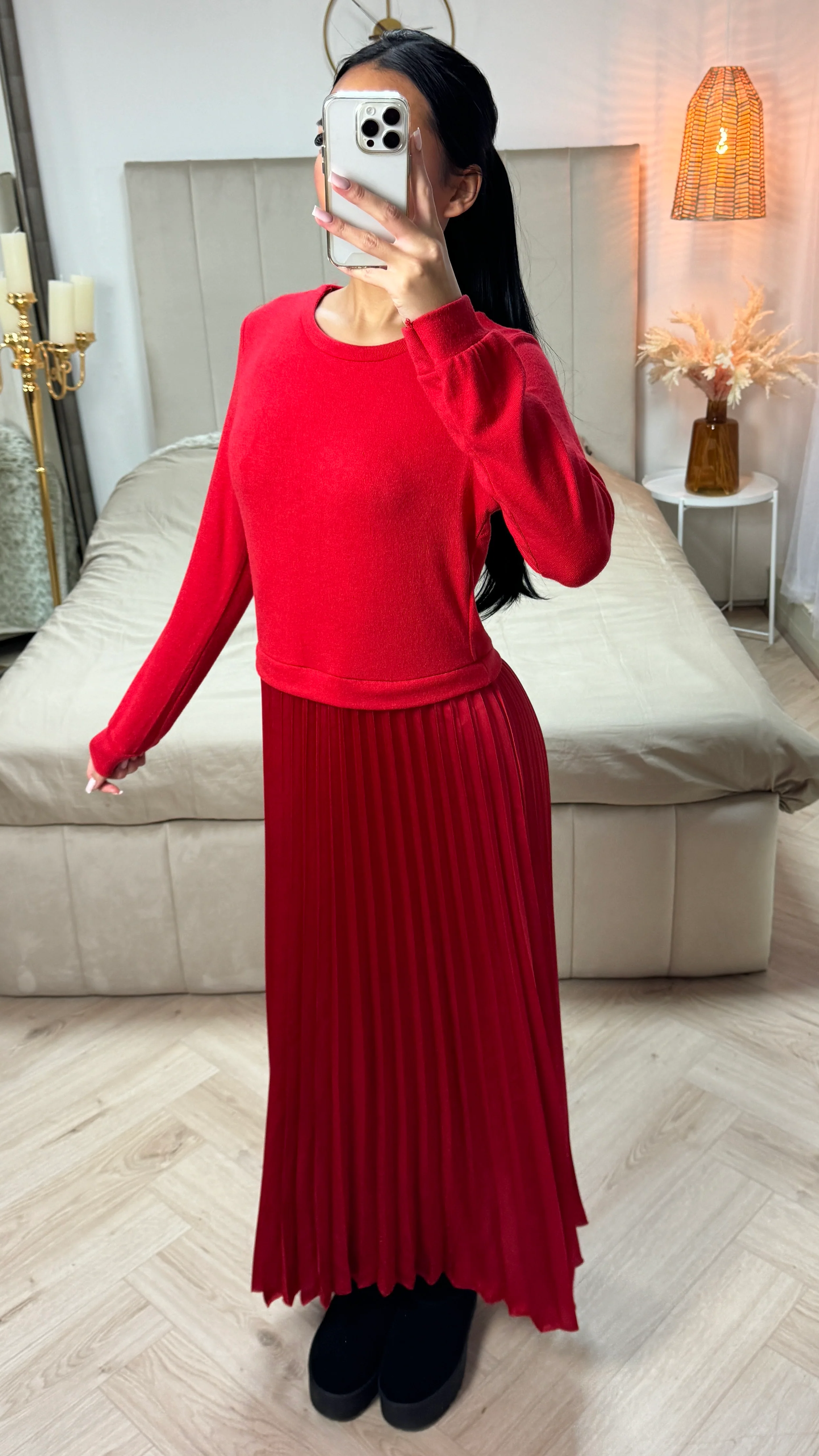 One piece Sweater Skirt Pleated Dress - Image 12
