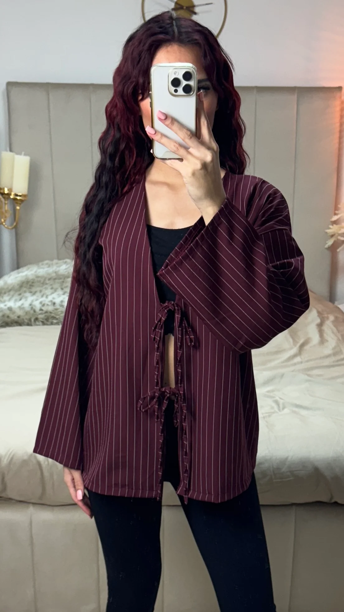 Oversized 2 Ties Stripes Cardigan - Image 4