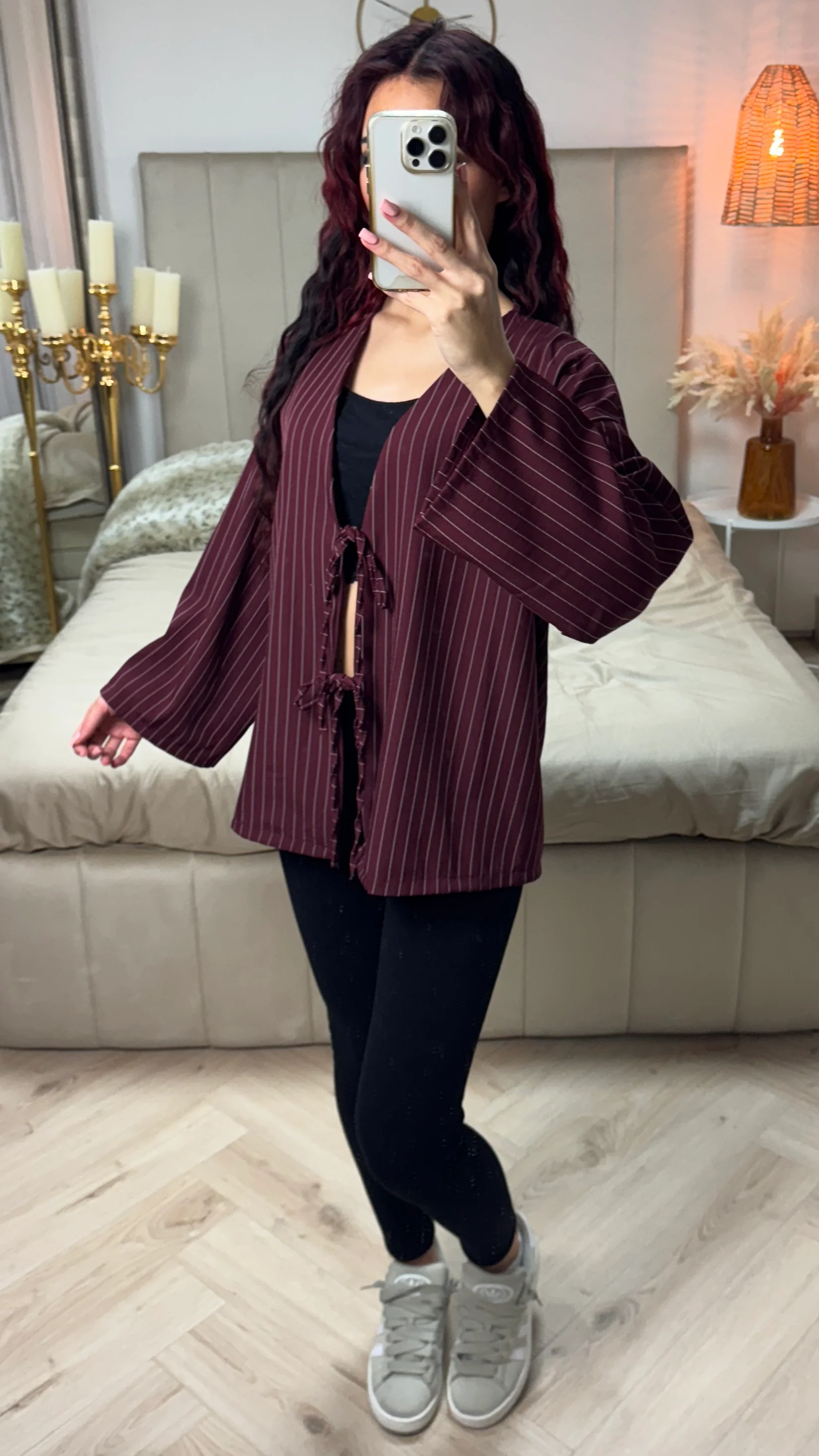Oversized 2 Ties Stripes Cardigan - Image 5