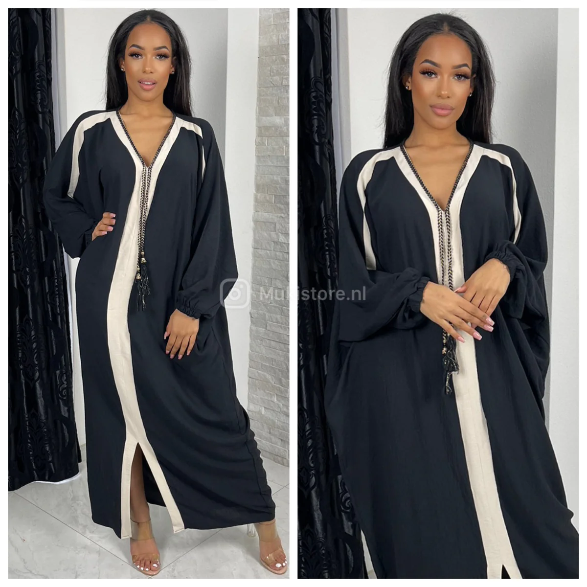 Oversized Abaya Stripe Detail - Image 11