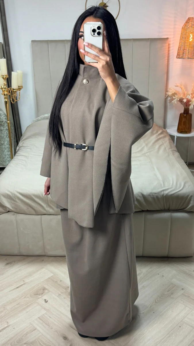 Oversized Belt Poncho + Skirt Set - Image 10