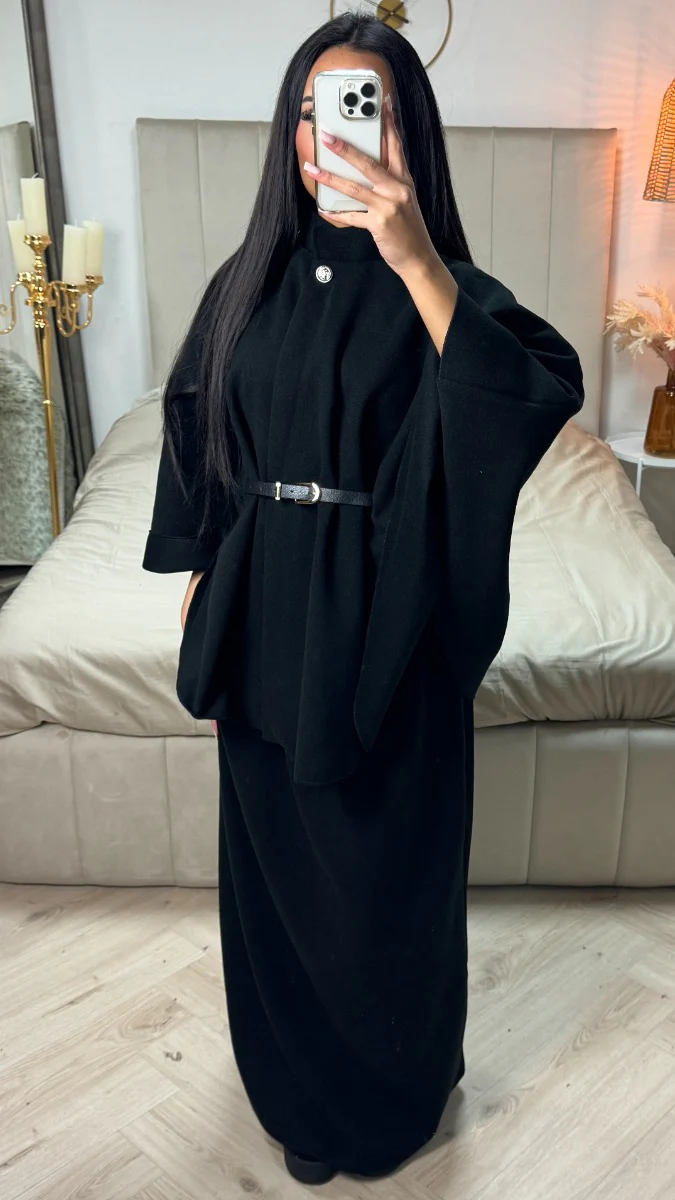 Oversized Belt Poncho + Skirt Set - Image 7