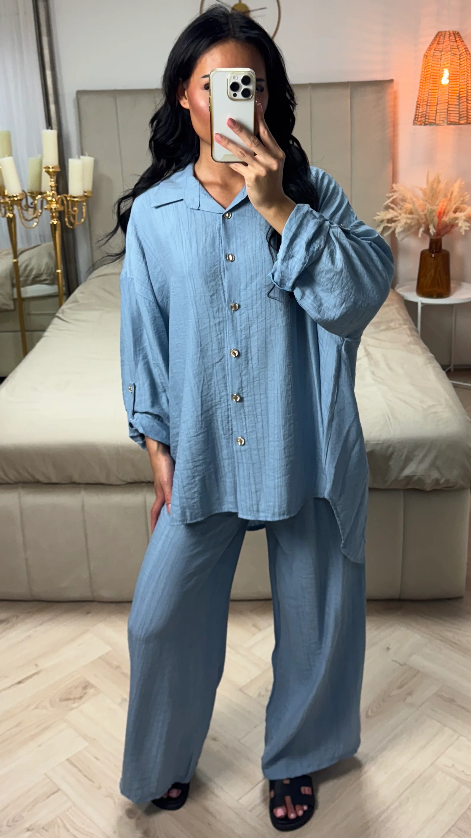 Oversized Blouse en Broek Set met Knoopsluiting - Image 5