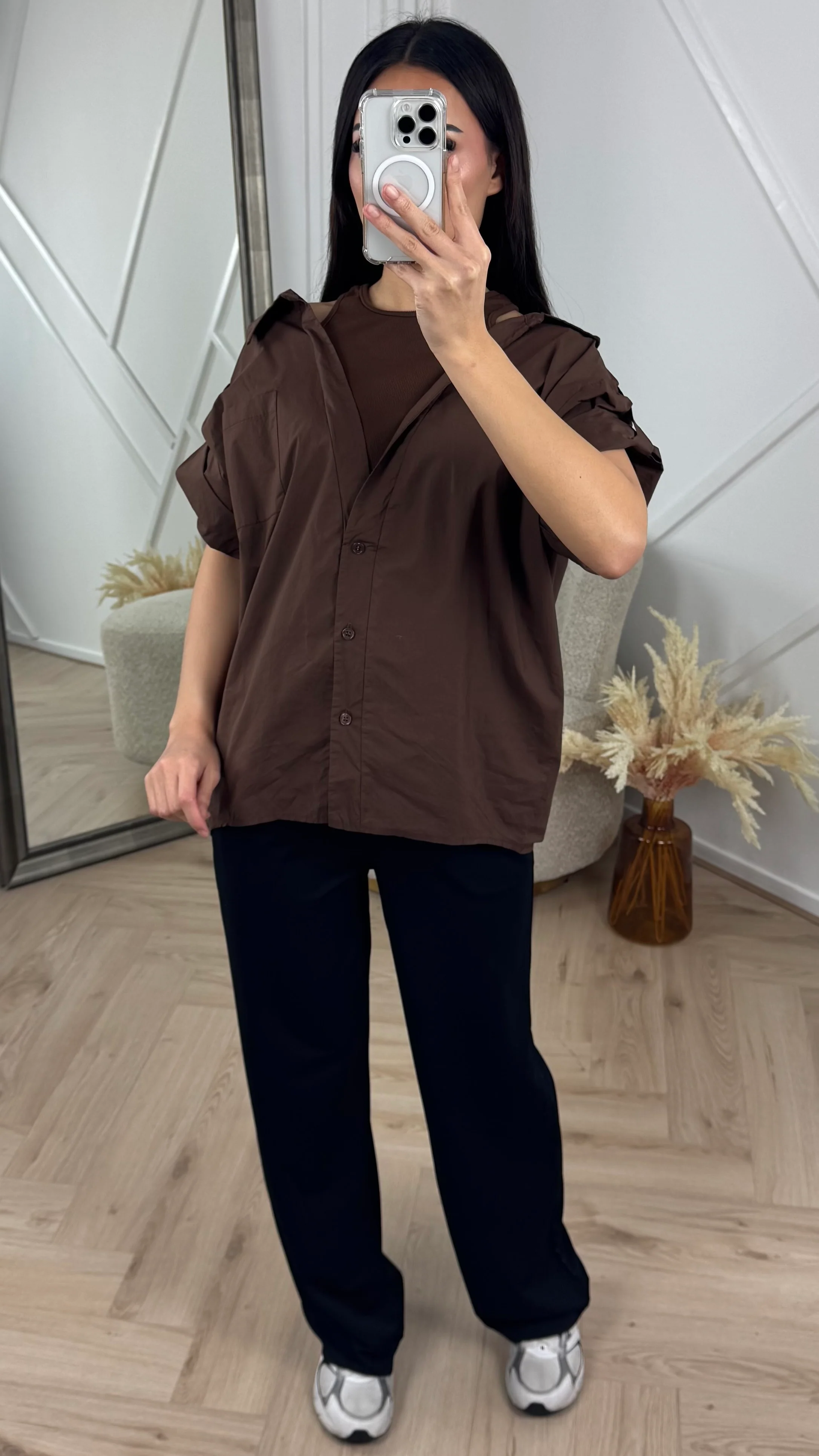 Oversized Blouse met Geïntegreerde Rib Top - Image 2