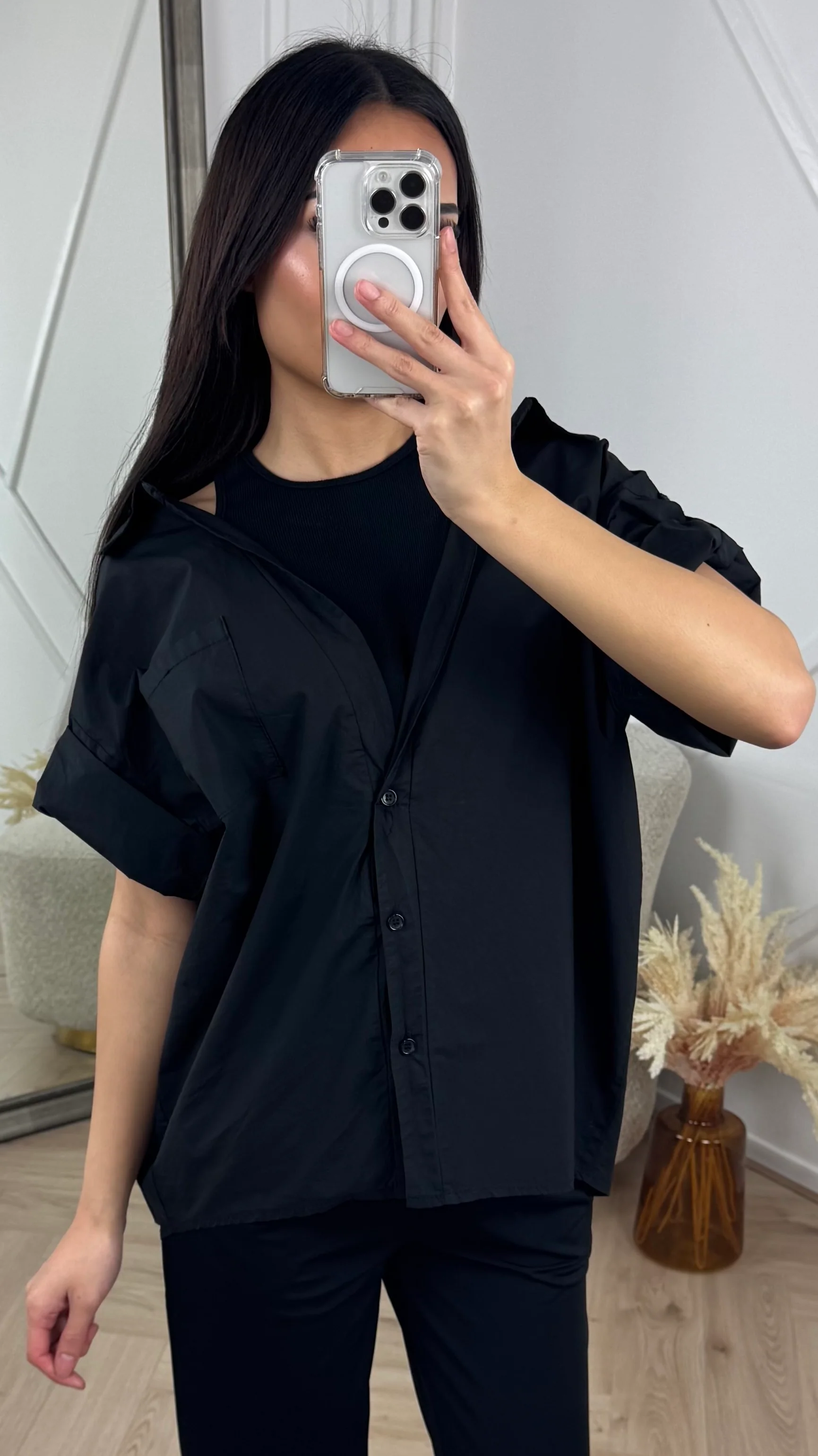 Oversized Blouse met Geïntegreerde Rib Top - Image 4