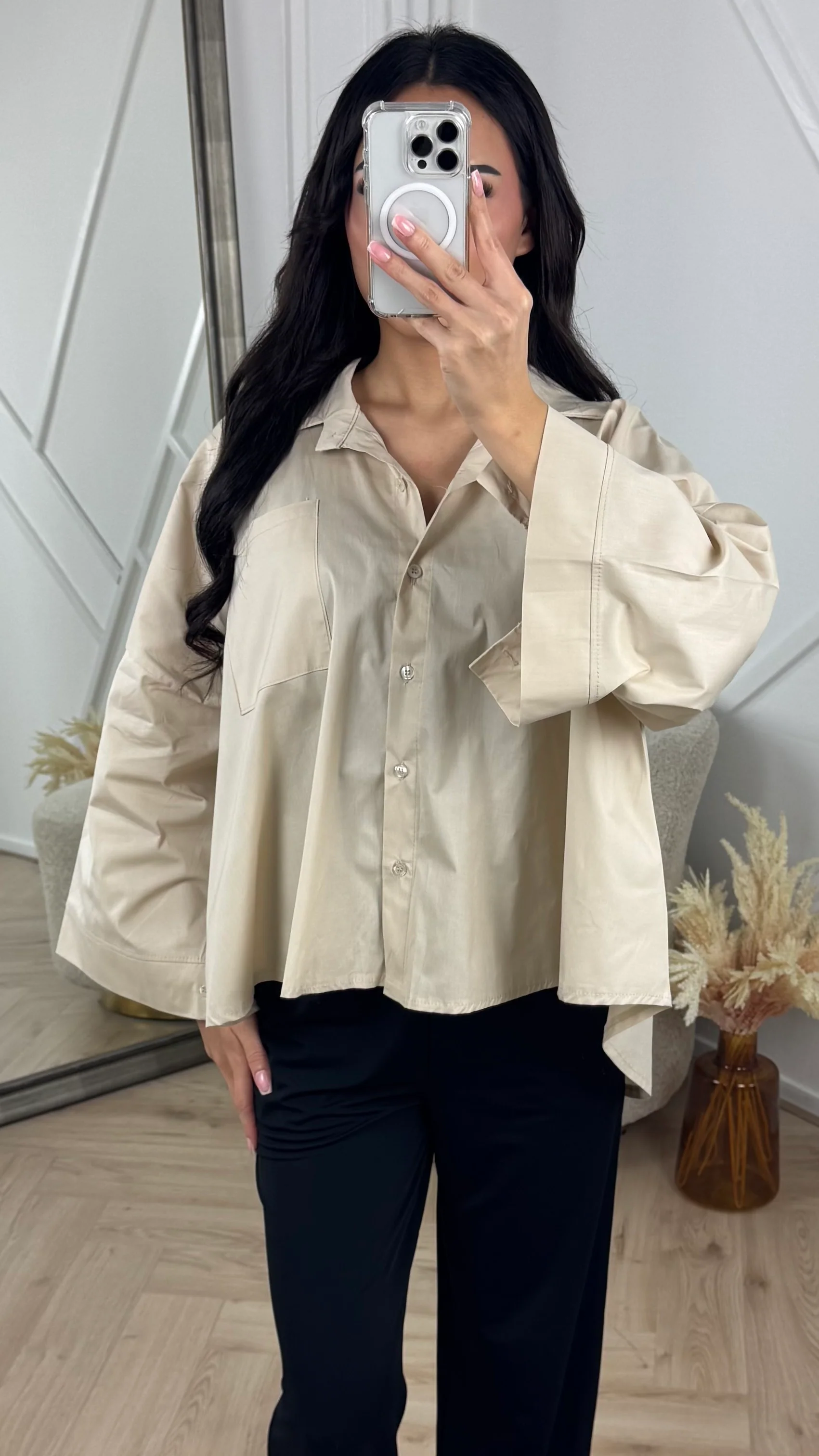 Oversized Blouse met Kraag en Borstzak - Image 7