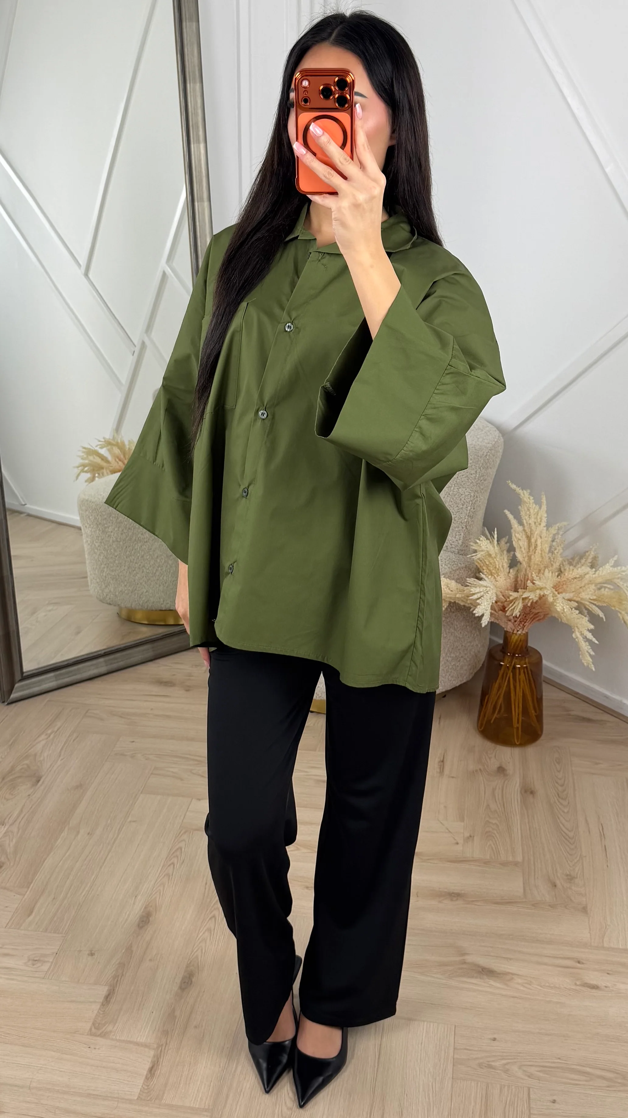 Oversized Blouse met Wijde Mouwen en Borstzak - Image 3