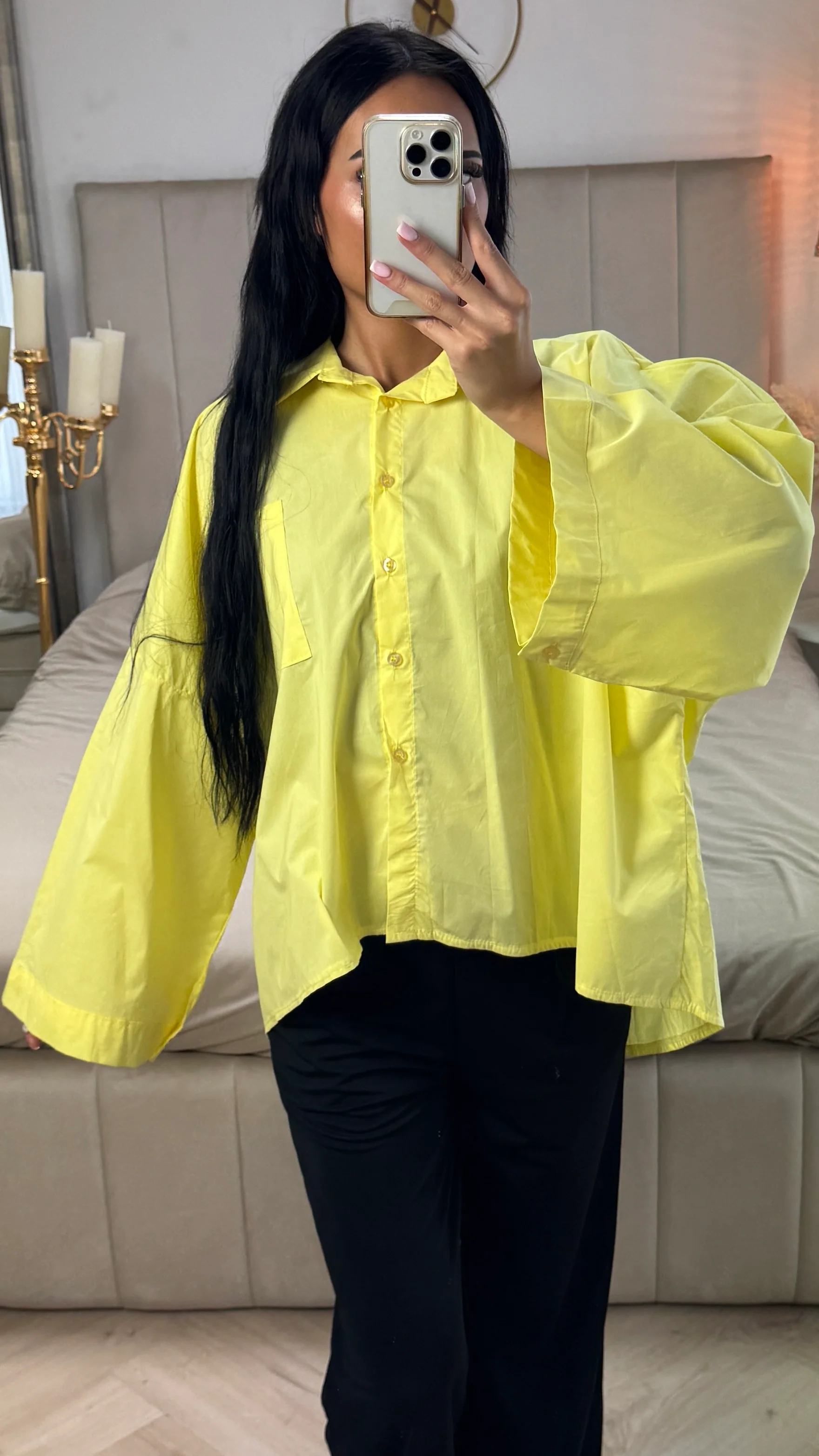 Oversized Blouse met Wijde Mouwen – Katoenblend