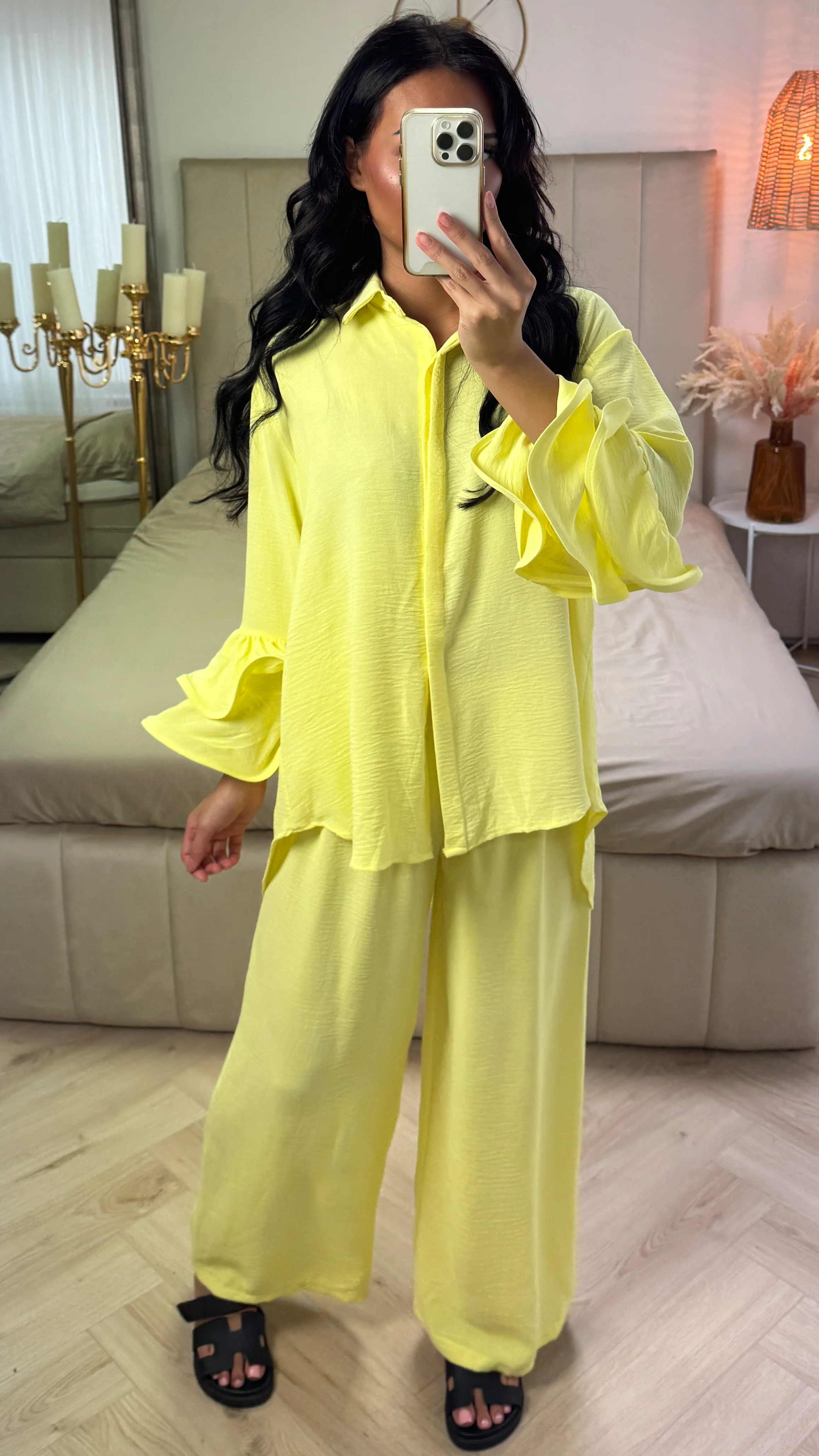 Oversized Blouse Set Ruffle Sleeves Detail - Image 14