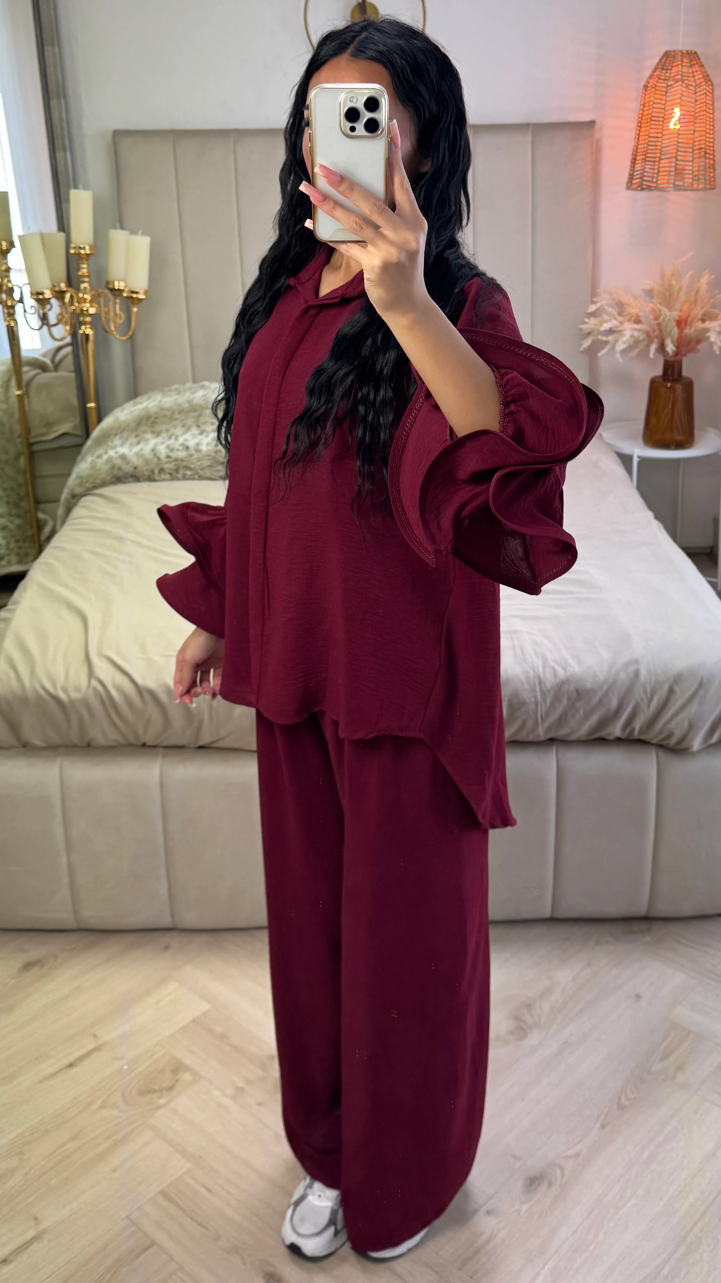 Oversized Blouse Set Ruffle Sleeves Detail - Image 5