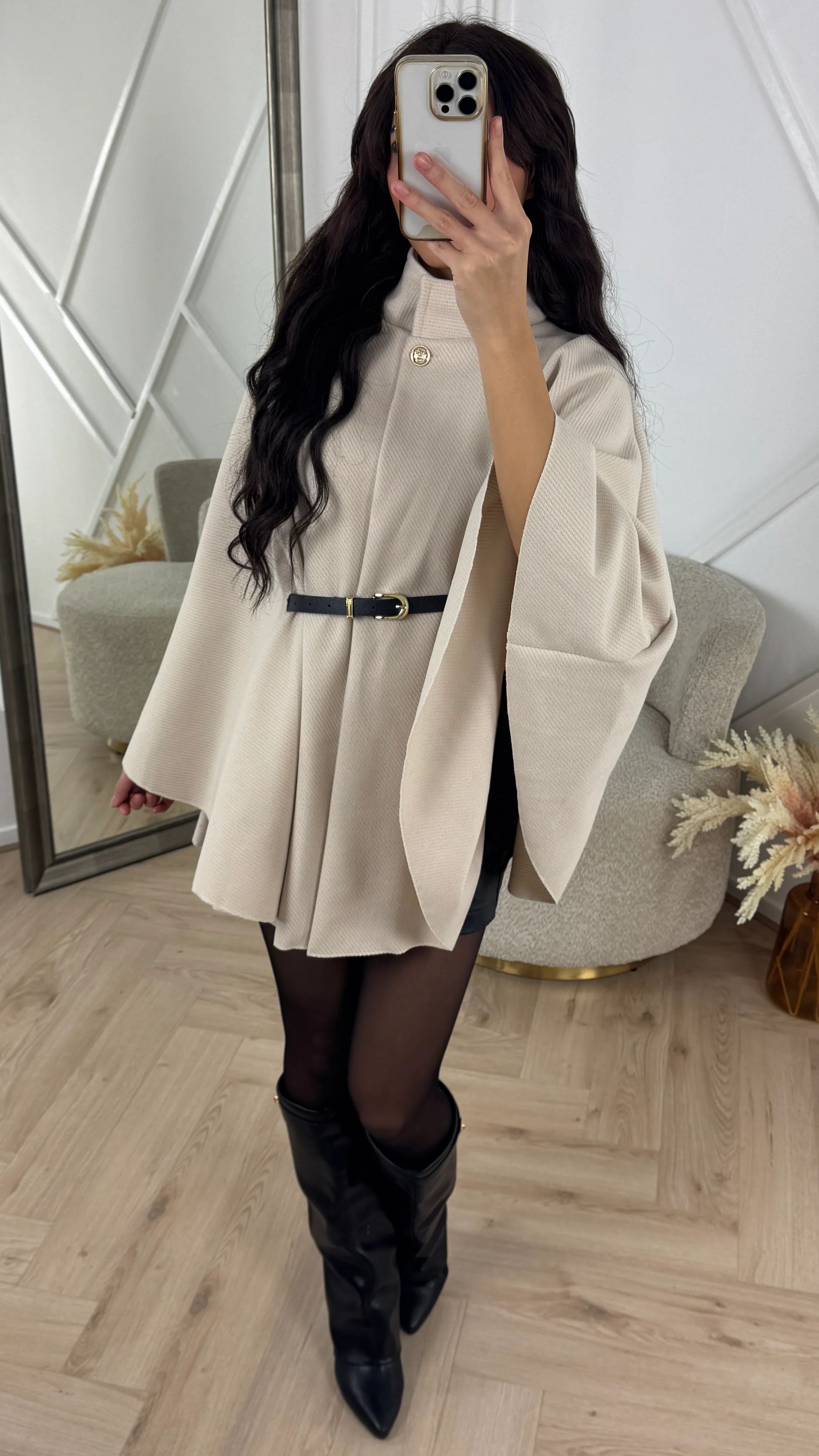 Oversized Butterfly Tie Belt Poncho 85CM - Image 4