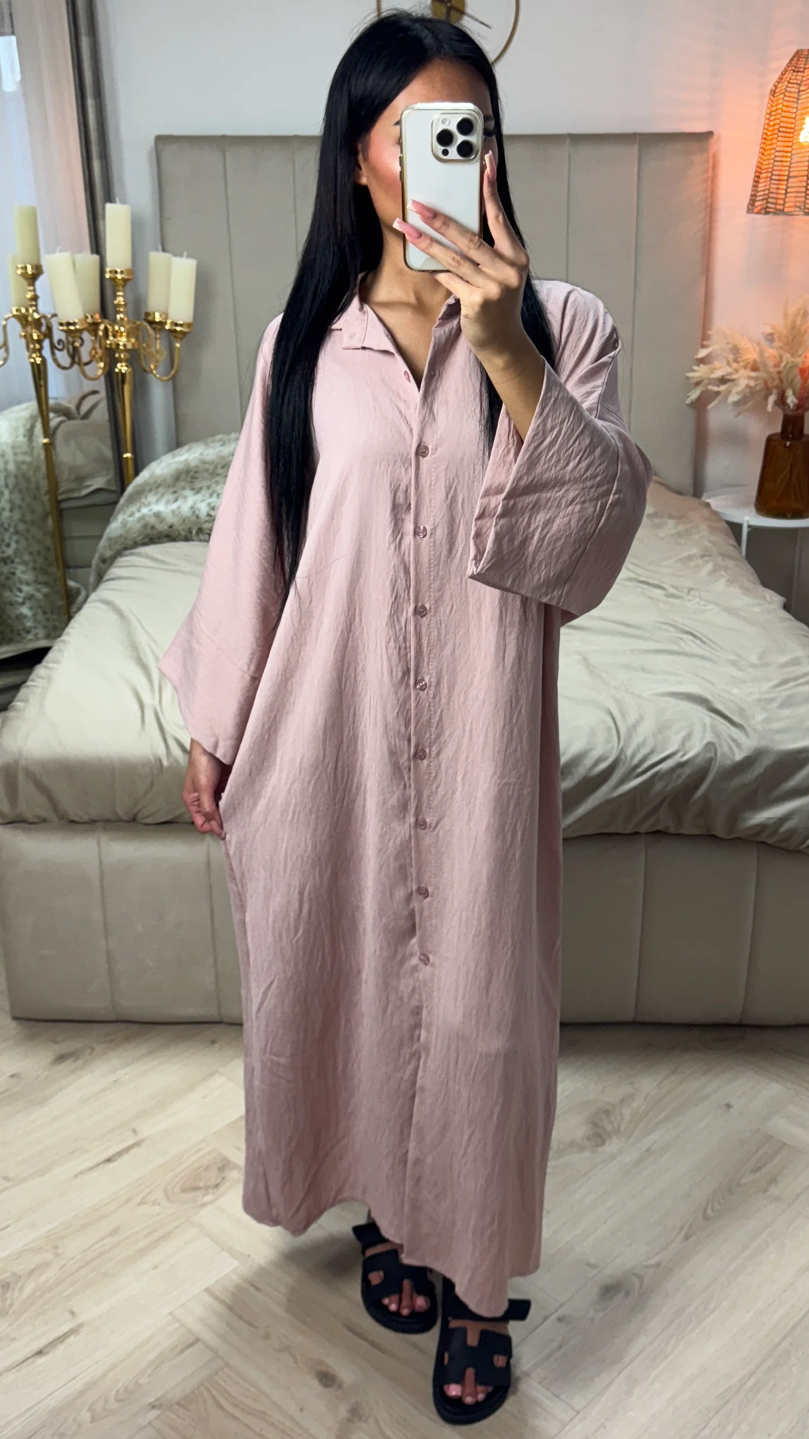 Oversized Button-Down Maxi Dress Viscose - Image 8