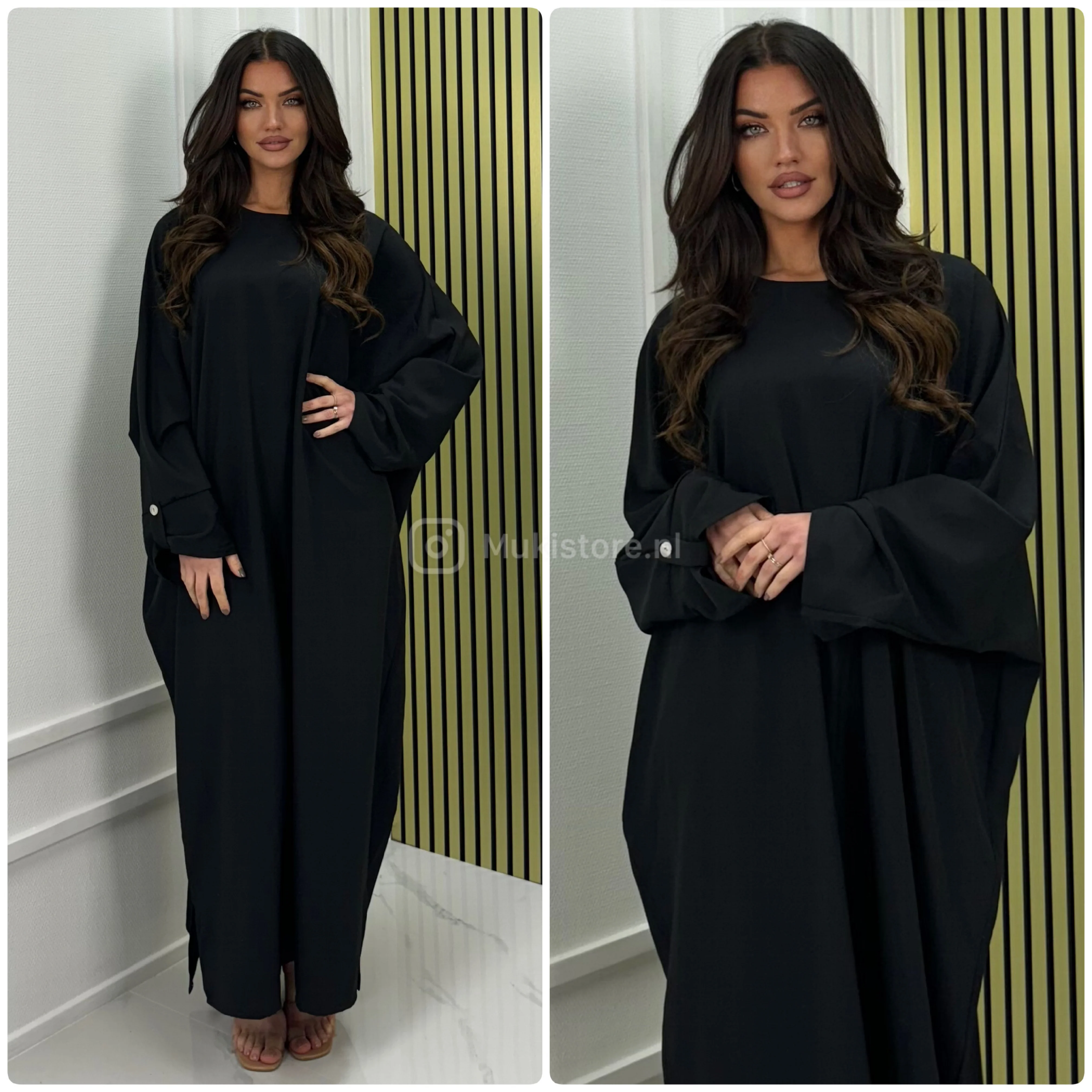 Oversized Comfy Dress Small Splits Button Sleeve Detail - Image 12