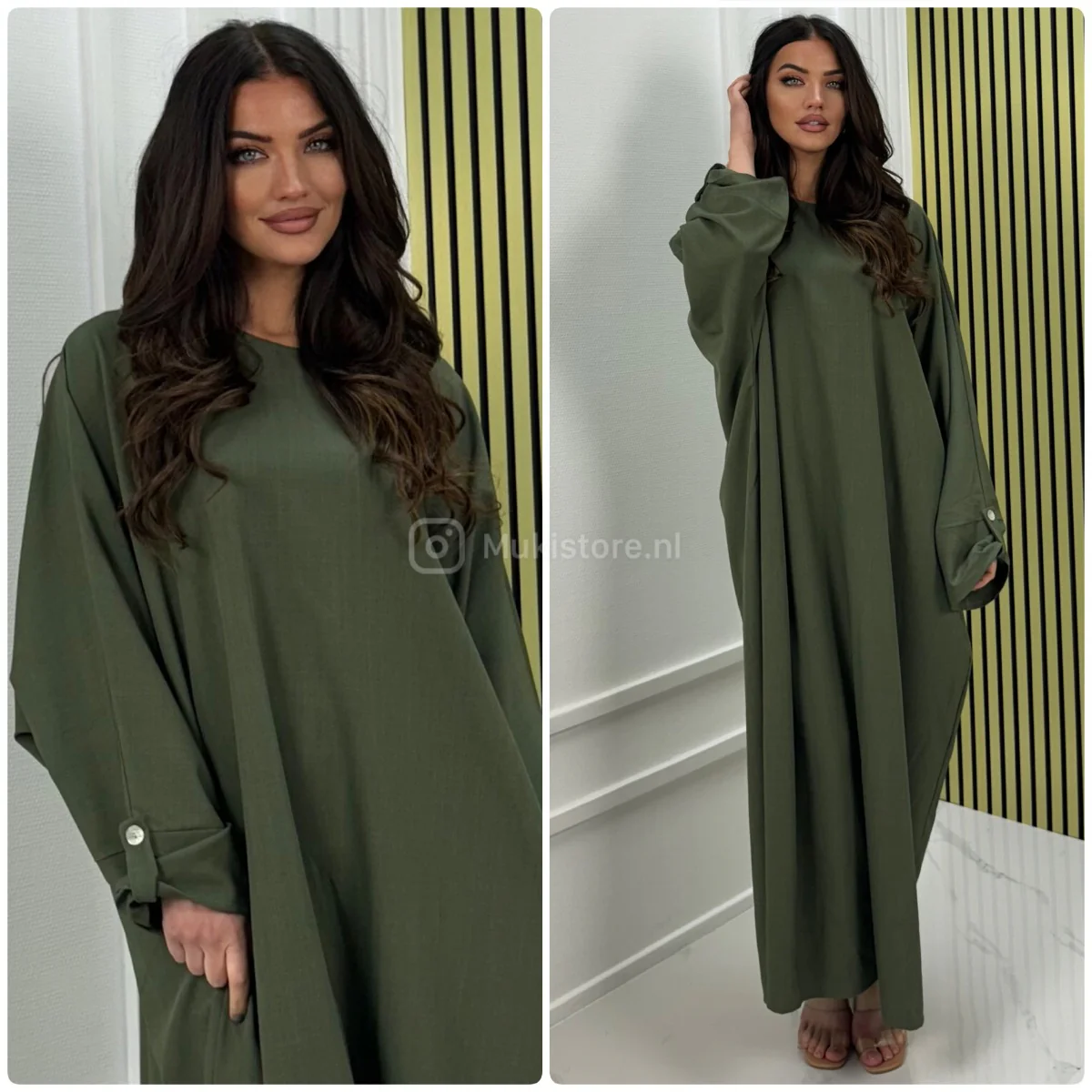 Oversized Comfy Dress Small Splits Button Sleeve Detail - Image 5