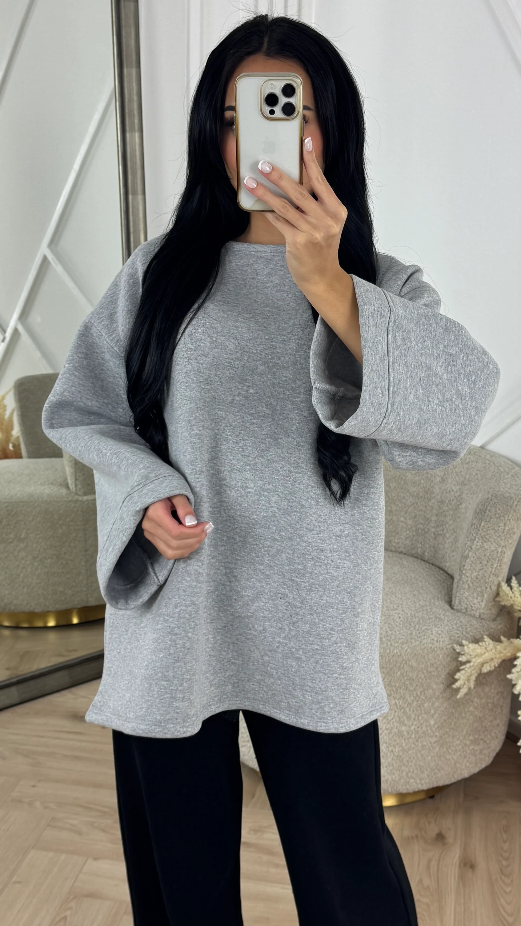 Oversized Cotton Sweater met Wijde Mouwen - Image 6