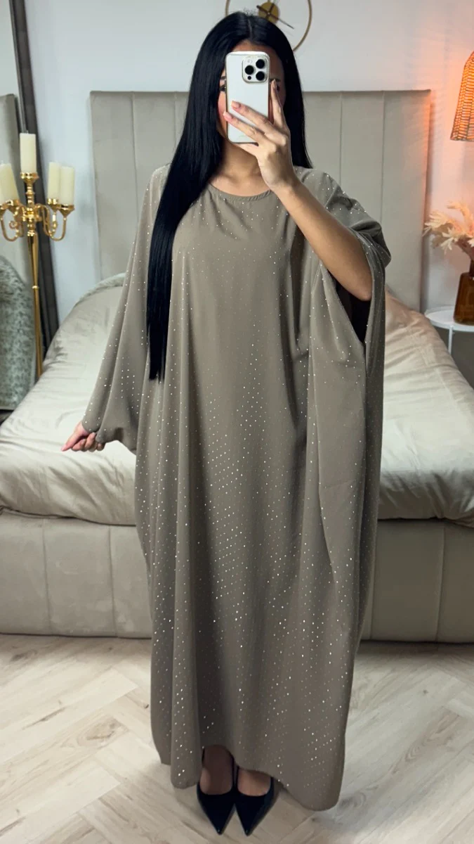 Oversized Diamond Butterfly Abaya Inside Tie Belt - Image 2