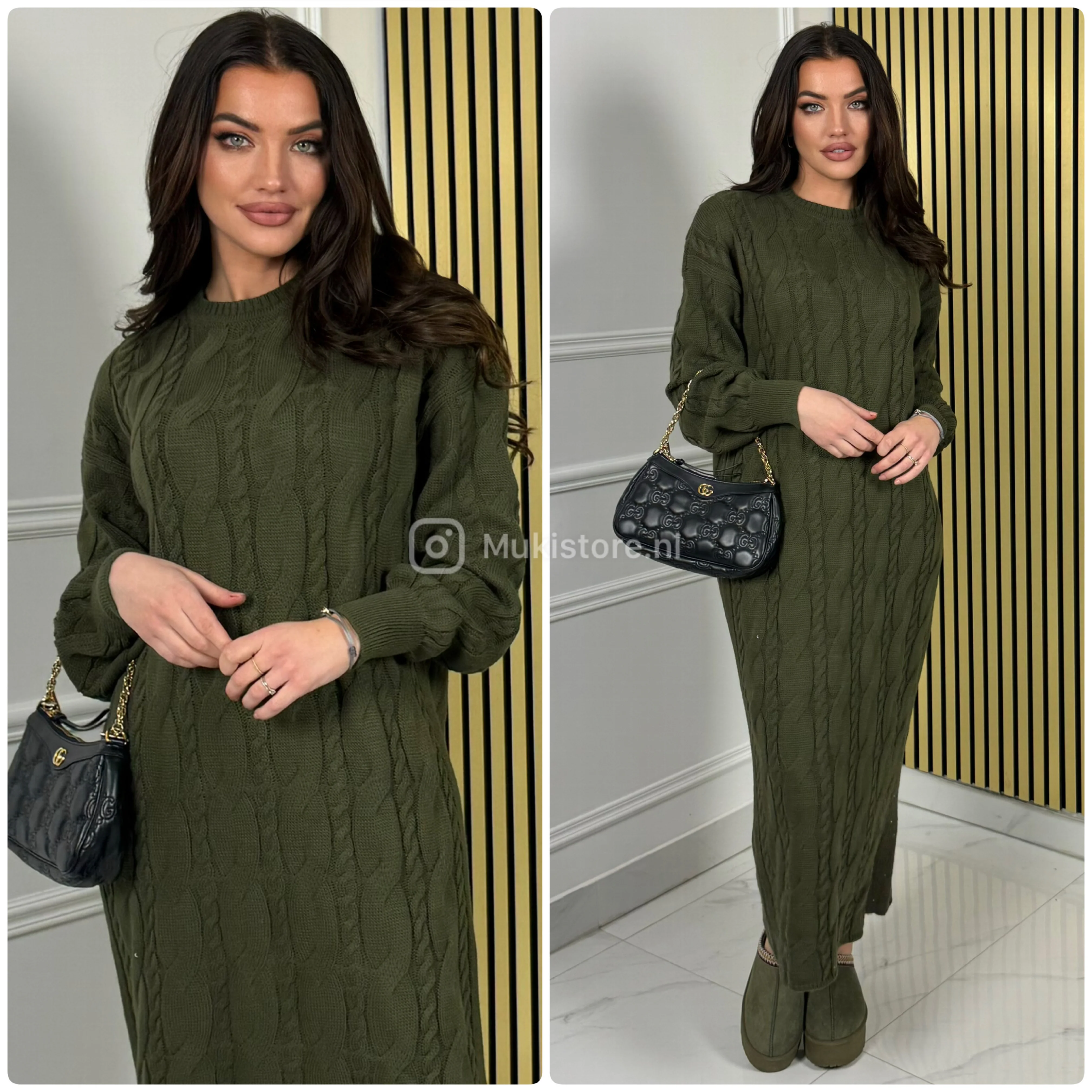 Oversized Fully Cable Round Neck Dress 700 - Image 5